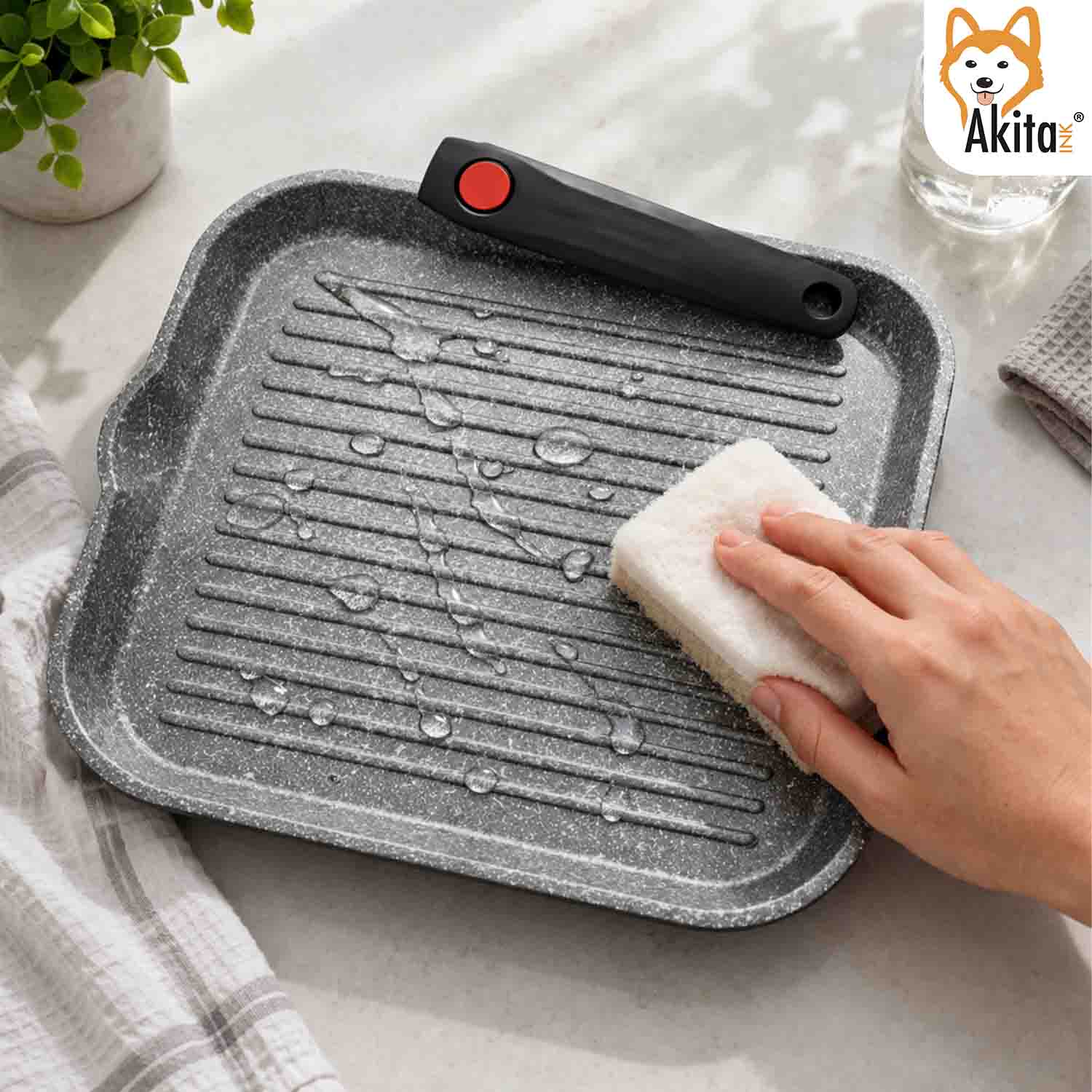 Bistecchiera Cuore di Pietra 28x28 cm Antiaderente Salvaspazio foto 6