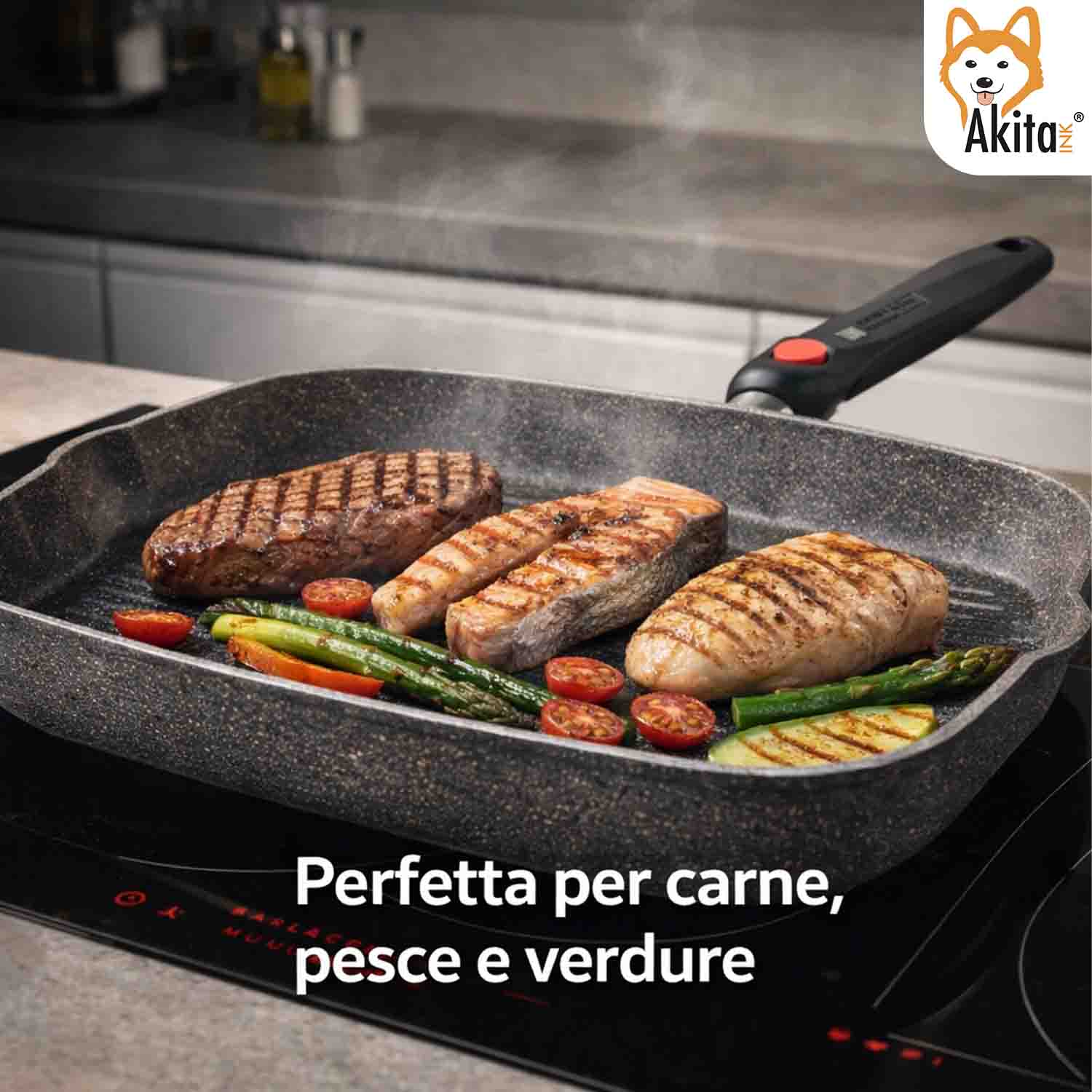 Bistecchiera Cuore di Pietra 33x26 cm Antiaderente Salvaspazio foto 3