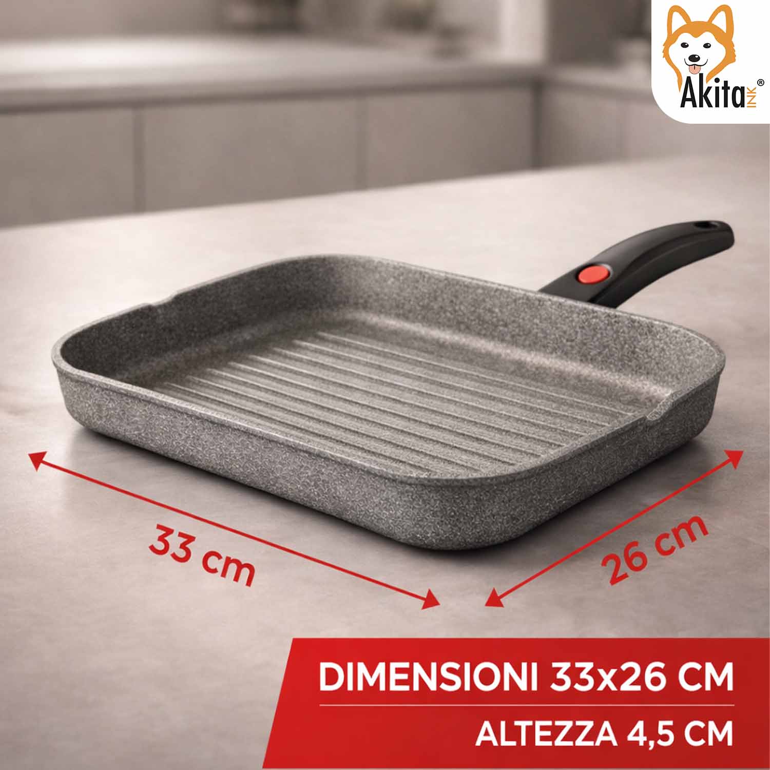 Bistecchiera Cuore di Pietra 33x26 cm Antiaderente Salvaspazio foto 4