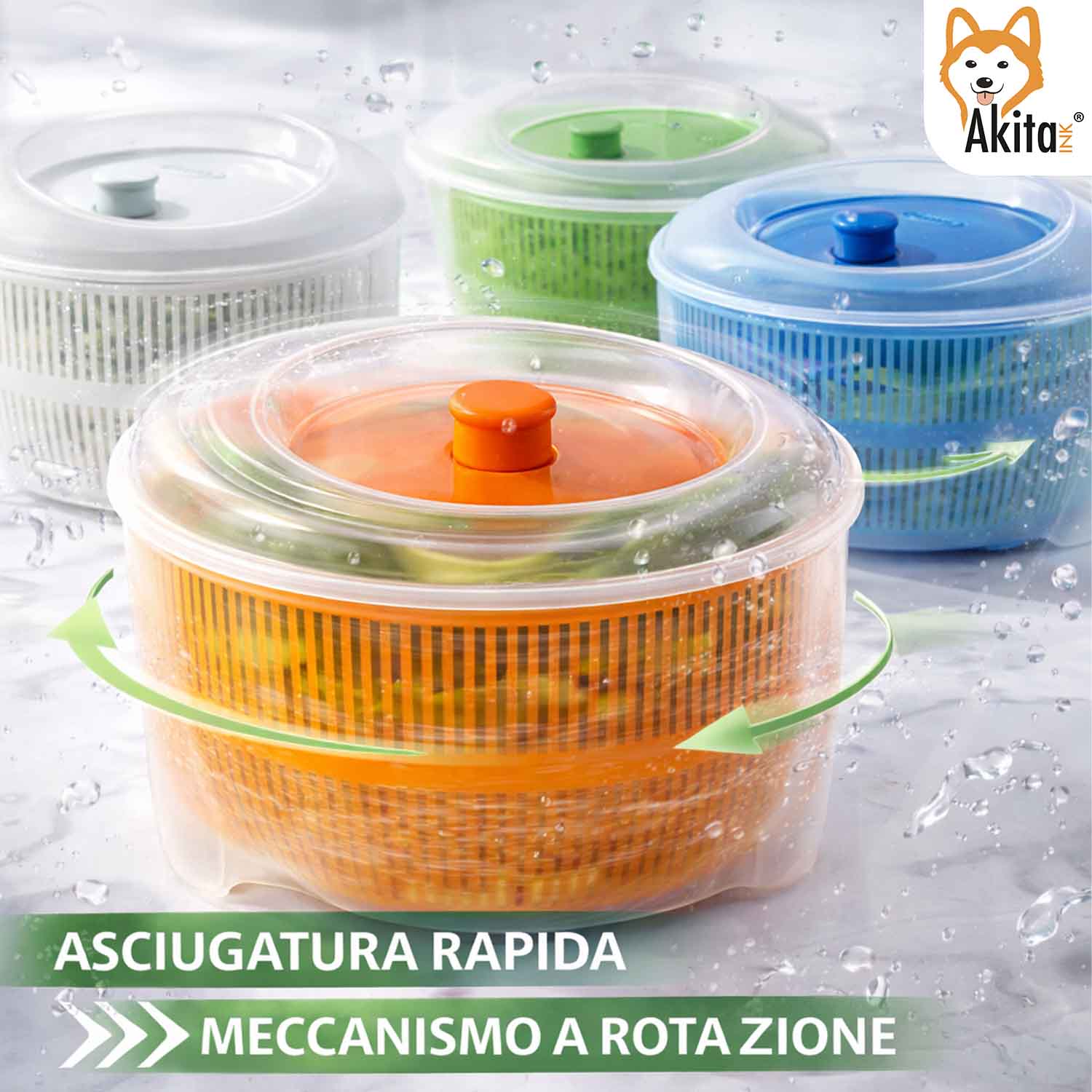 Centrifuga per Insalata 7,2 L 29 cm Colori Assortiti foto 4
