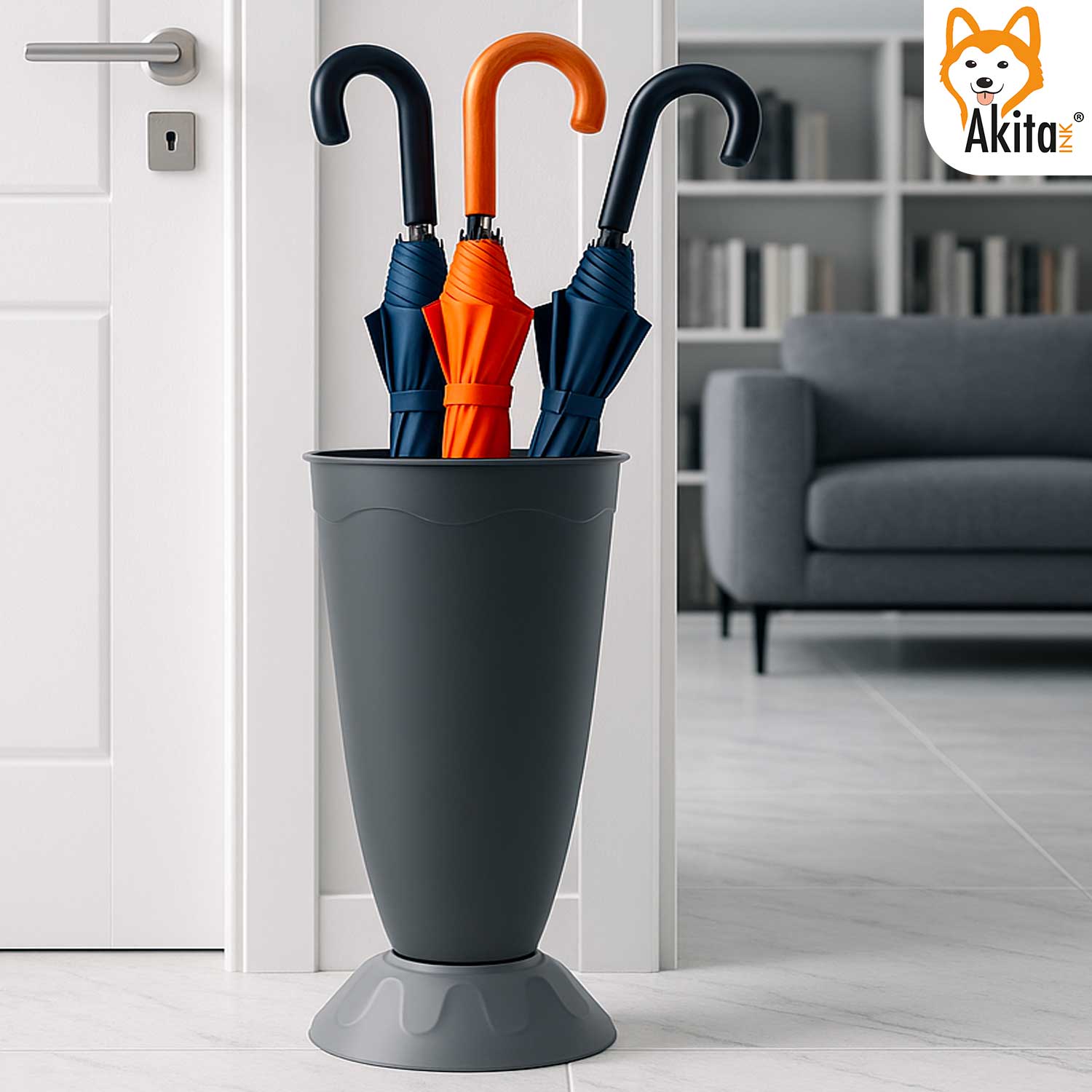 Portaombrelli Vulcano Design Moderno 50cm Grigio foto 3
