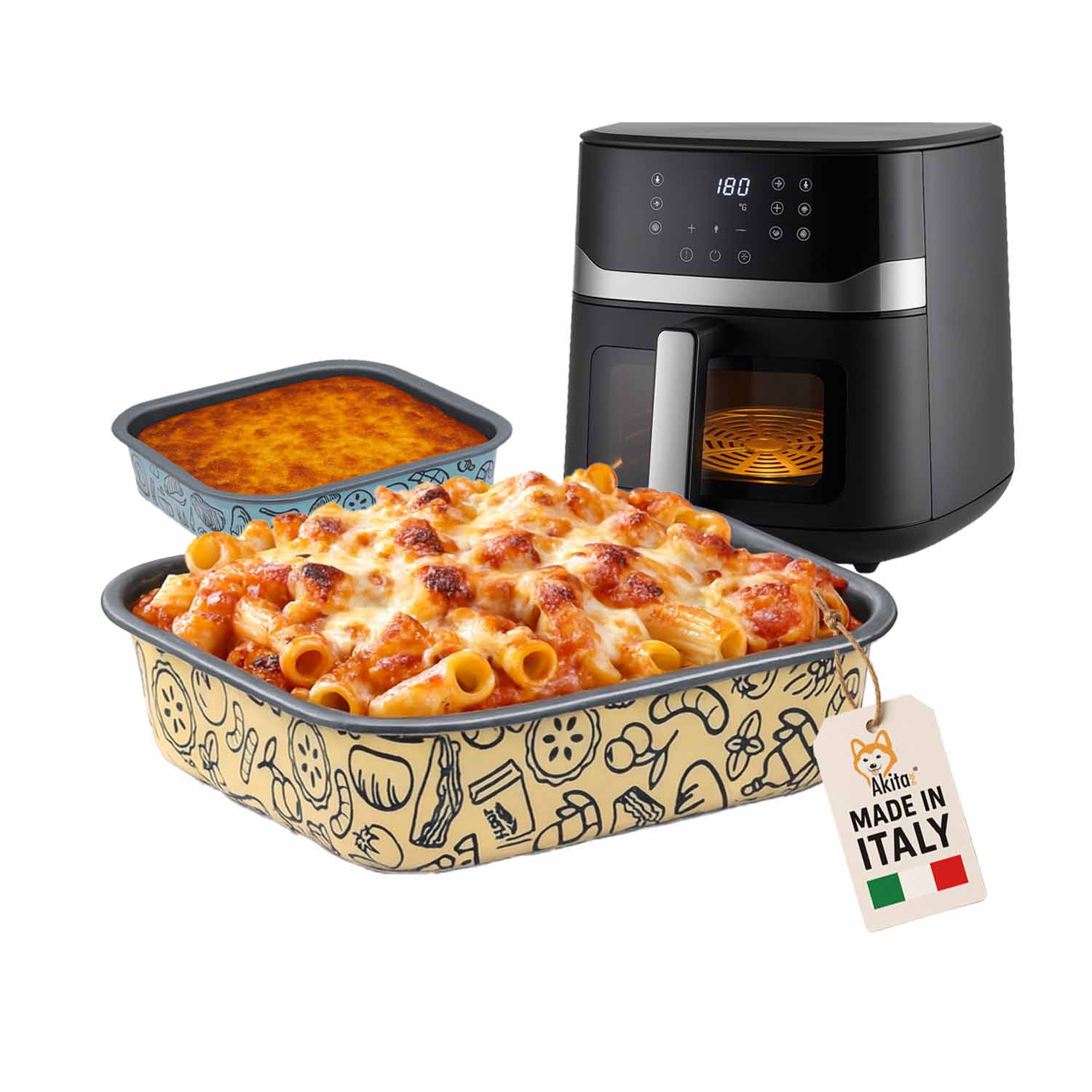 Teglia quadrata 20,7x20,7 antiaderente per friggitrice ad aria