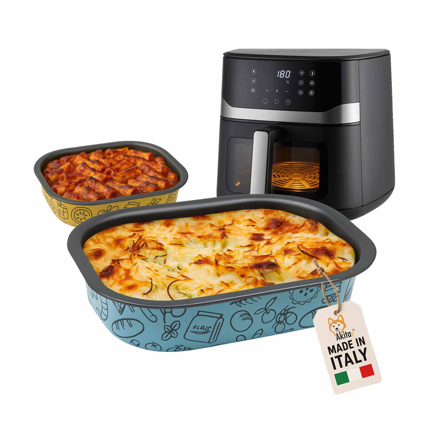 Teglia Rettangolare 22x16 cm Antiaderente per Friggitrice ad Aria foto 2