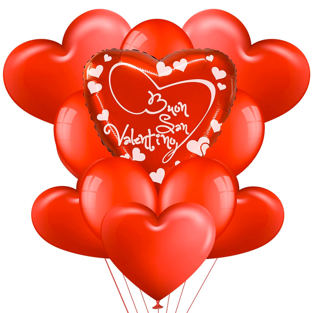 Kit bouquet di palloncini con cuore XXL Buon SanValentino Decorazione Romantica foto 2