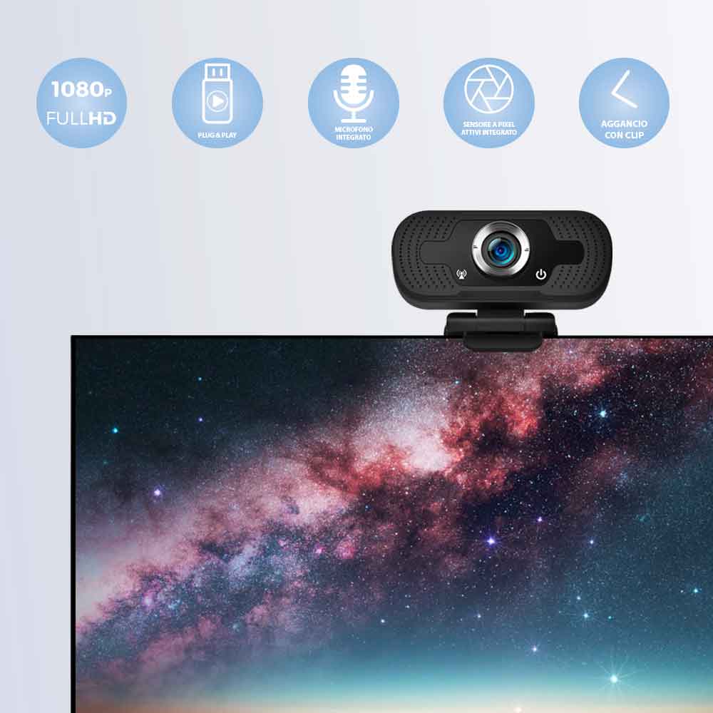 Webcam pc con microfono full hd smart working skype video camera per pc foto 3