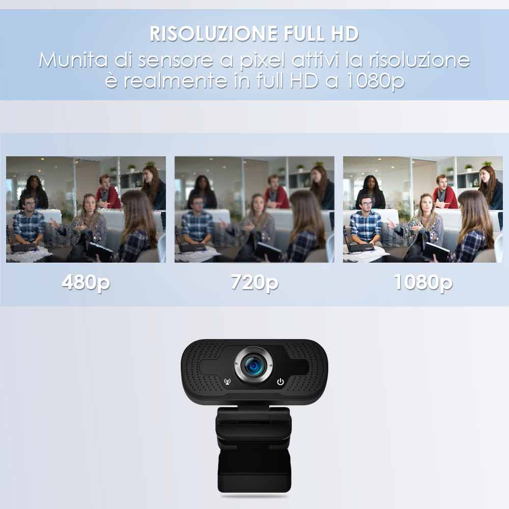 Webcam pc con microfono full hd smart working skype video camera per pc foto 5