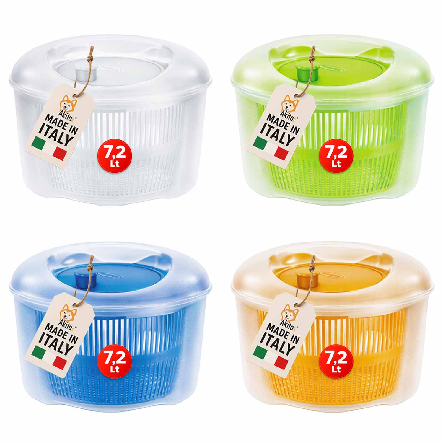 Centrifuga per Insalata 7,2 L 29 cm Colori Assortiti foto 2