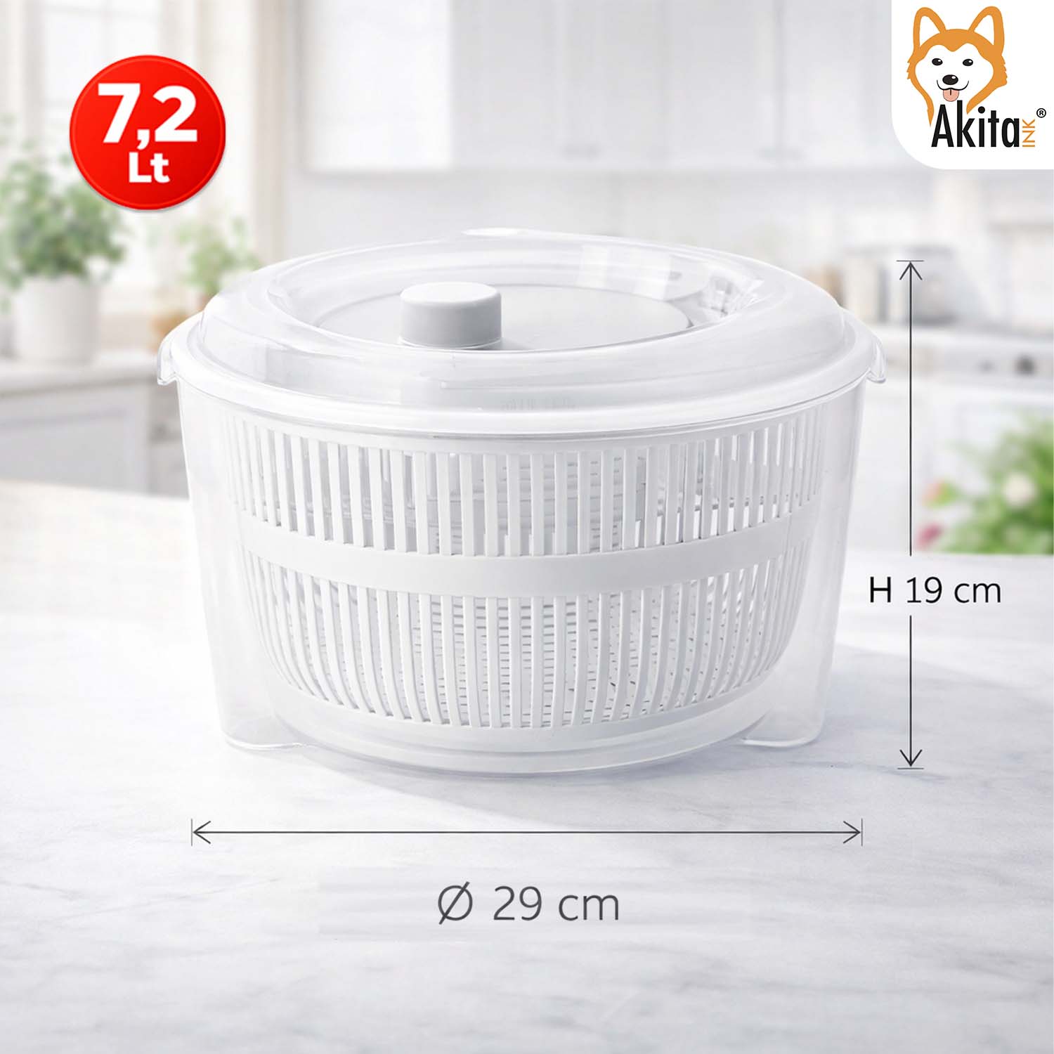 Centrifuga per Insalata 7,2 L 29 cm Colori Assortiti foto 6