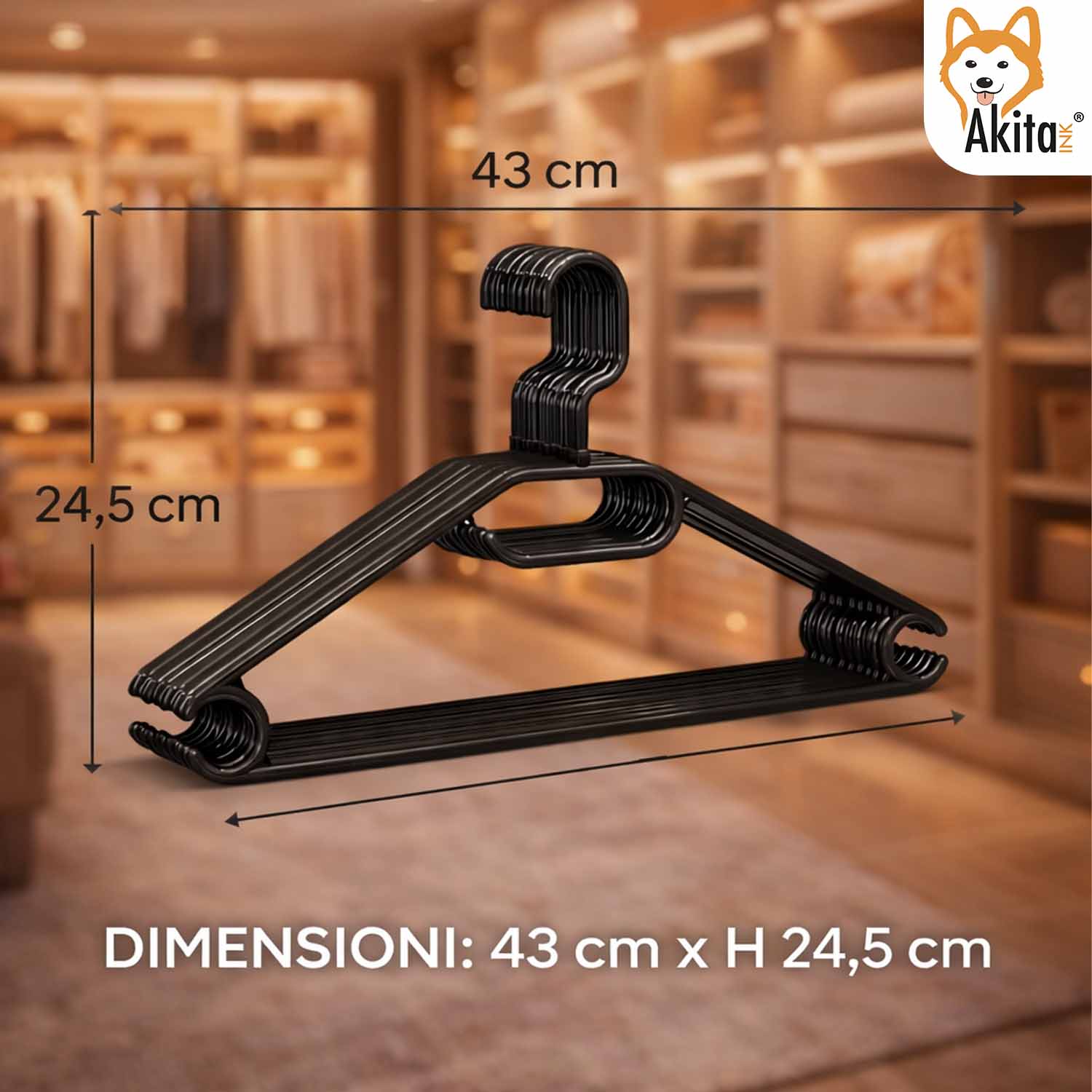 Set 12 Grucce in Plastica Nero Gancio Girevole 360 foto 4