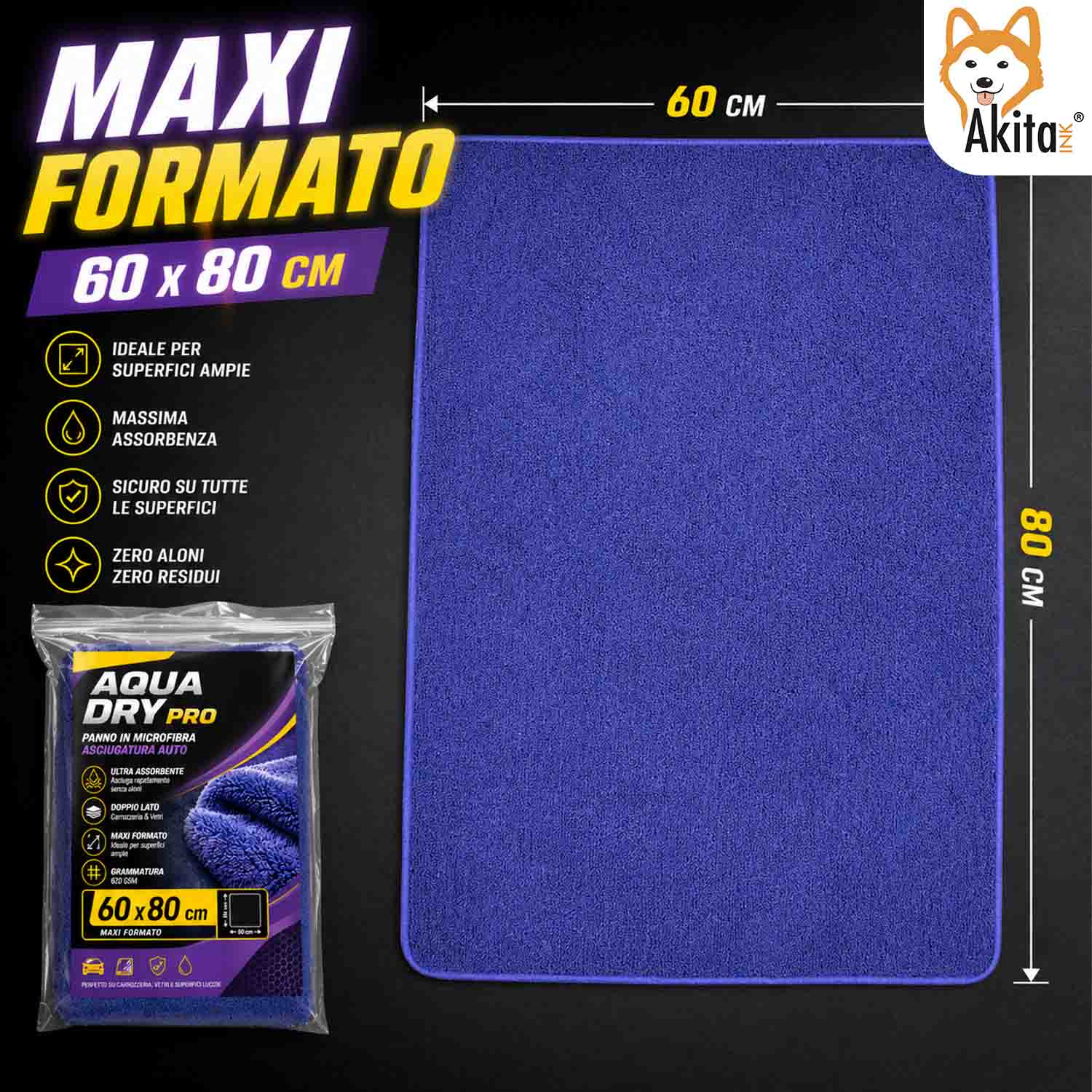 Panno Auto Microfibra 60x80 cm 620 GSM Asciugatura foto 5
