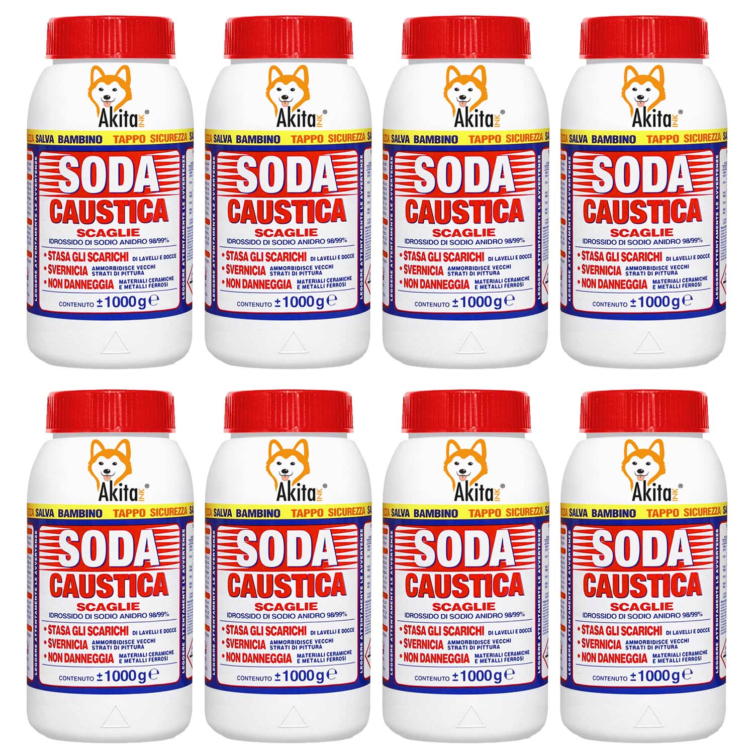 Akitaink soda caustica a scaglie per uso industriale e domestico 8 KG foto 2