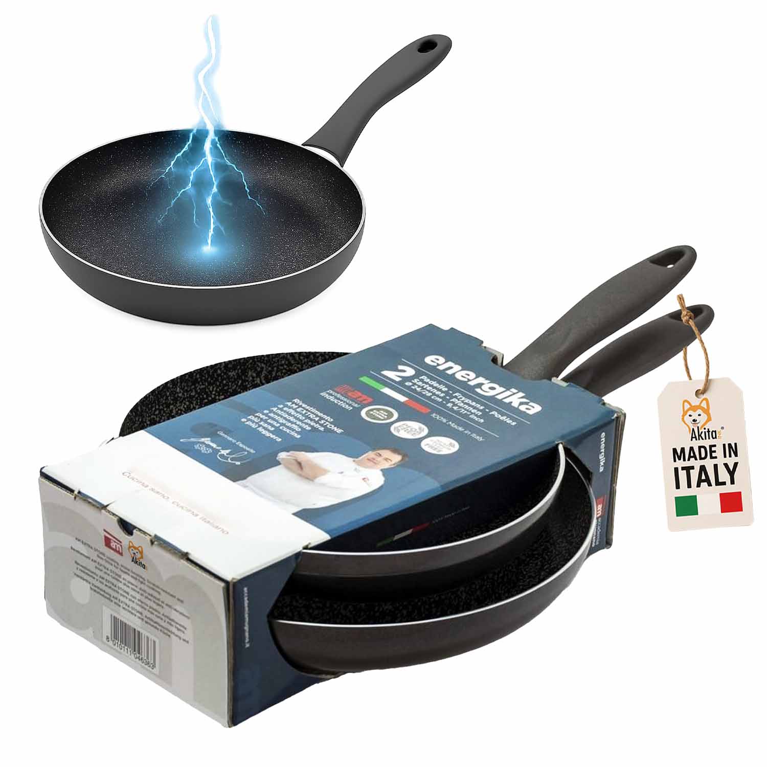 Set padelle energika stone 24-28 cm antiaderenti induzione