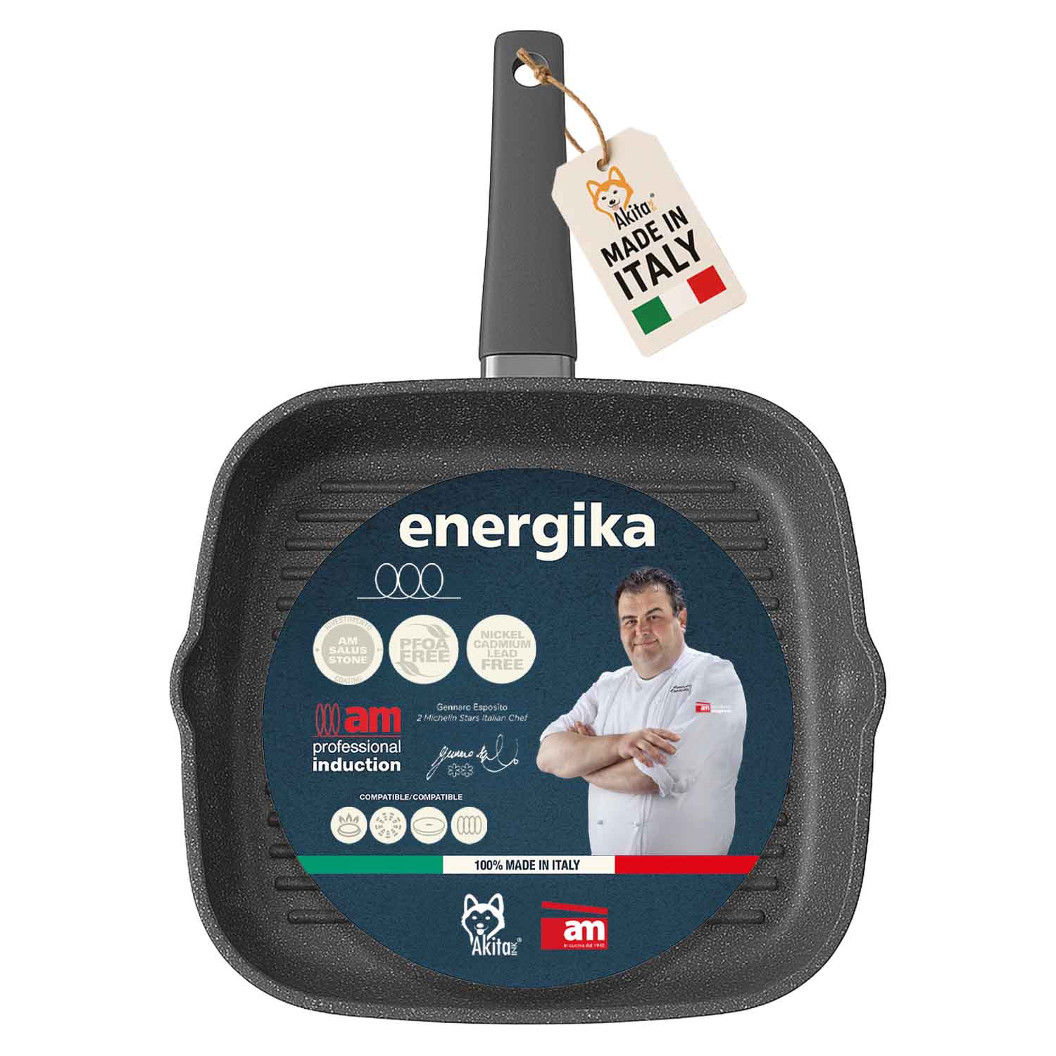 Bistecchiera energika 28x28 cm effetto pietra induzione