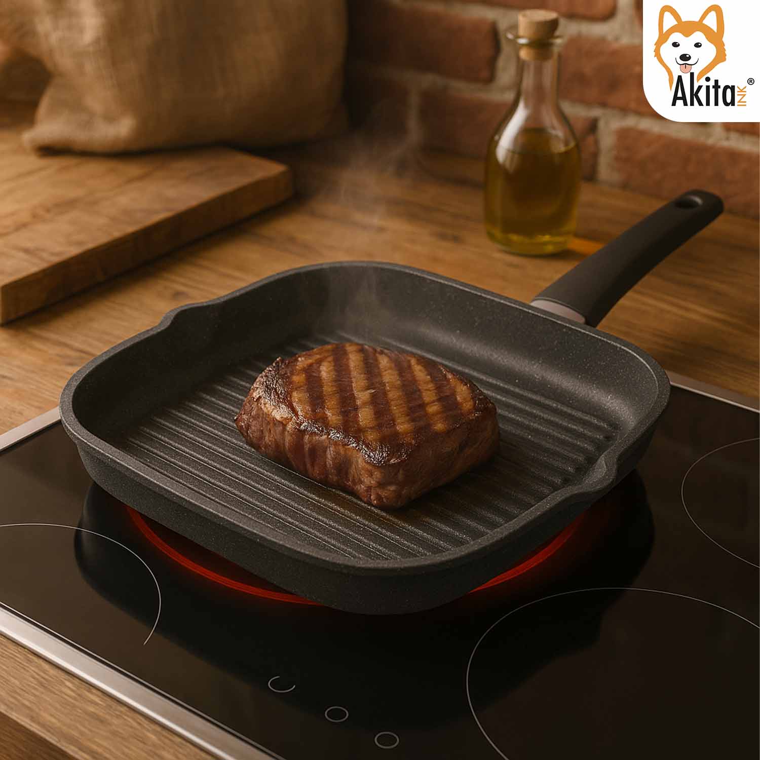 Bistecchiera Energika 28x28 cm Effetto Pietra Induzione foto 4