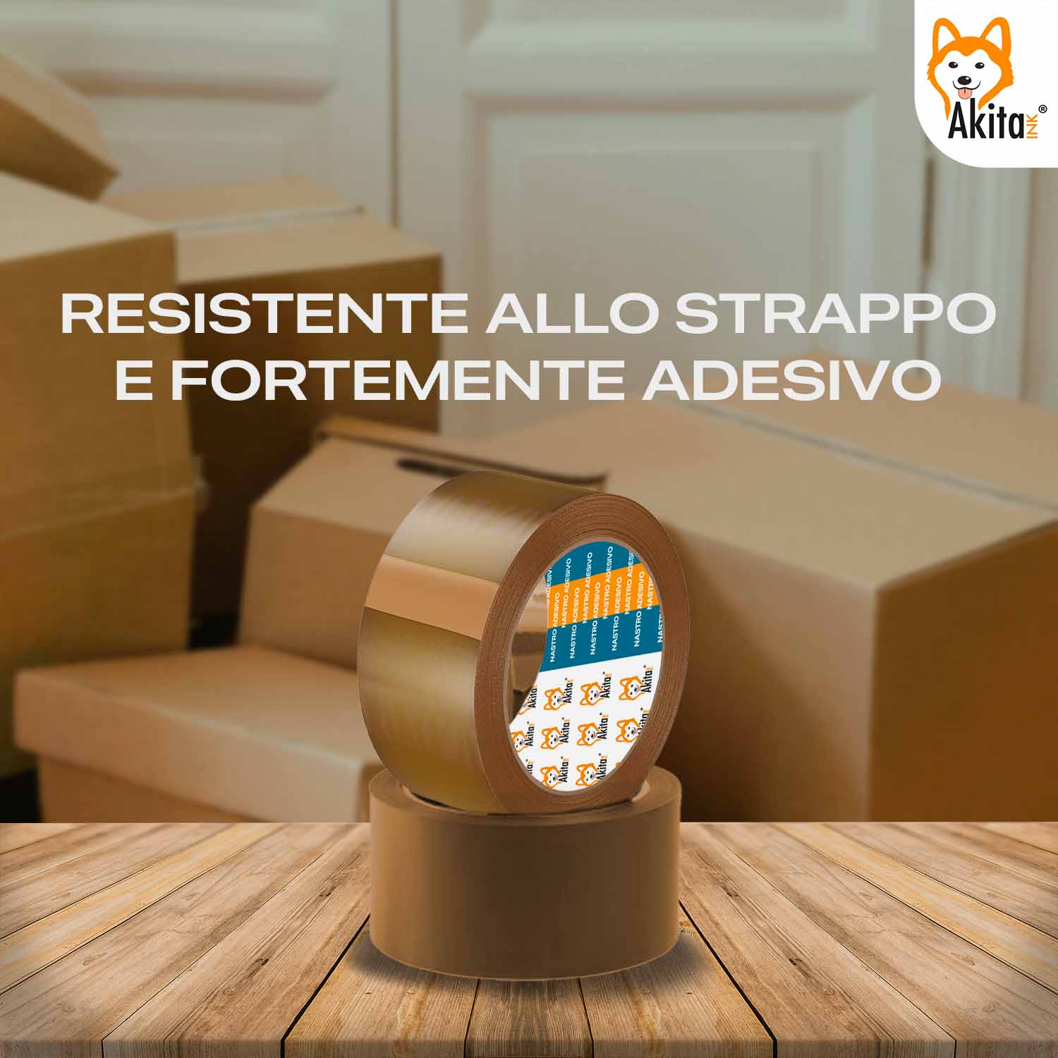 Akitaink 12 pz Nastro Adesivo Avana 50x66mt Silenzioso foto 5