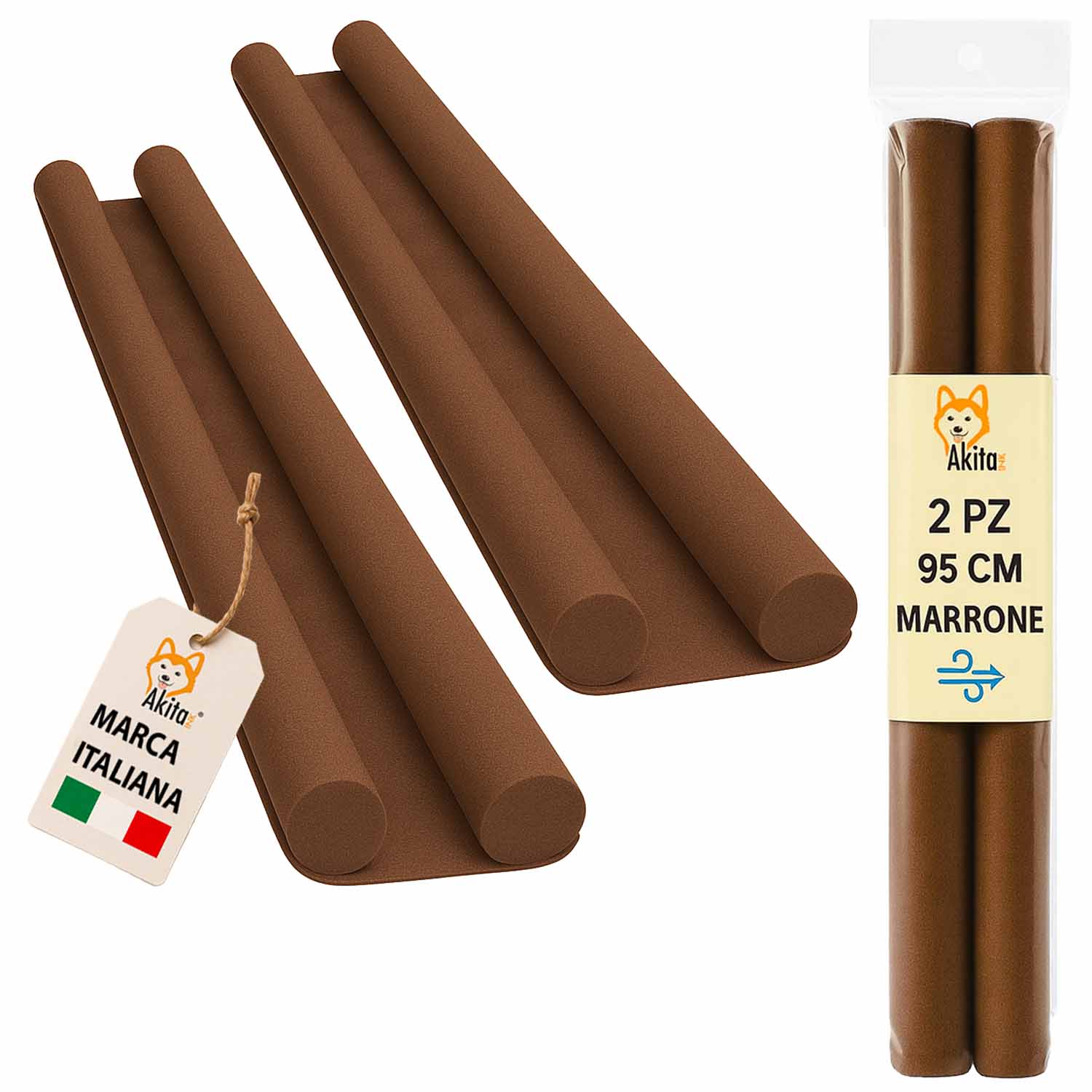 2 pz paraspifferi porta doppia guarnizione 95 cm marrone