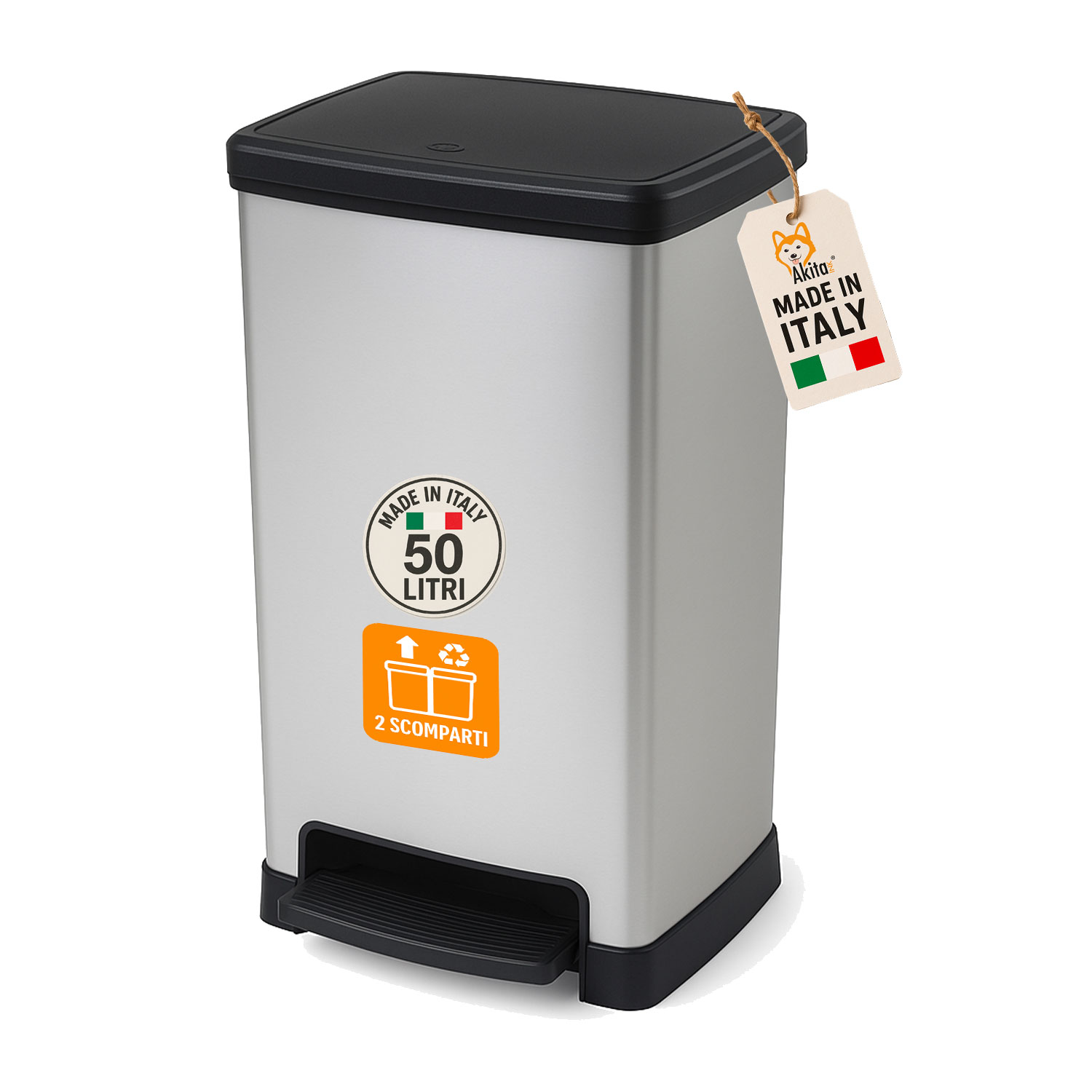 Pattumiera a Pedale 50L Soft close Doppio Scomparto foto 2