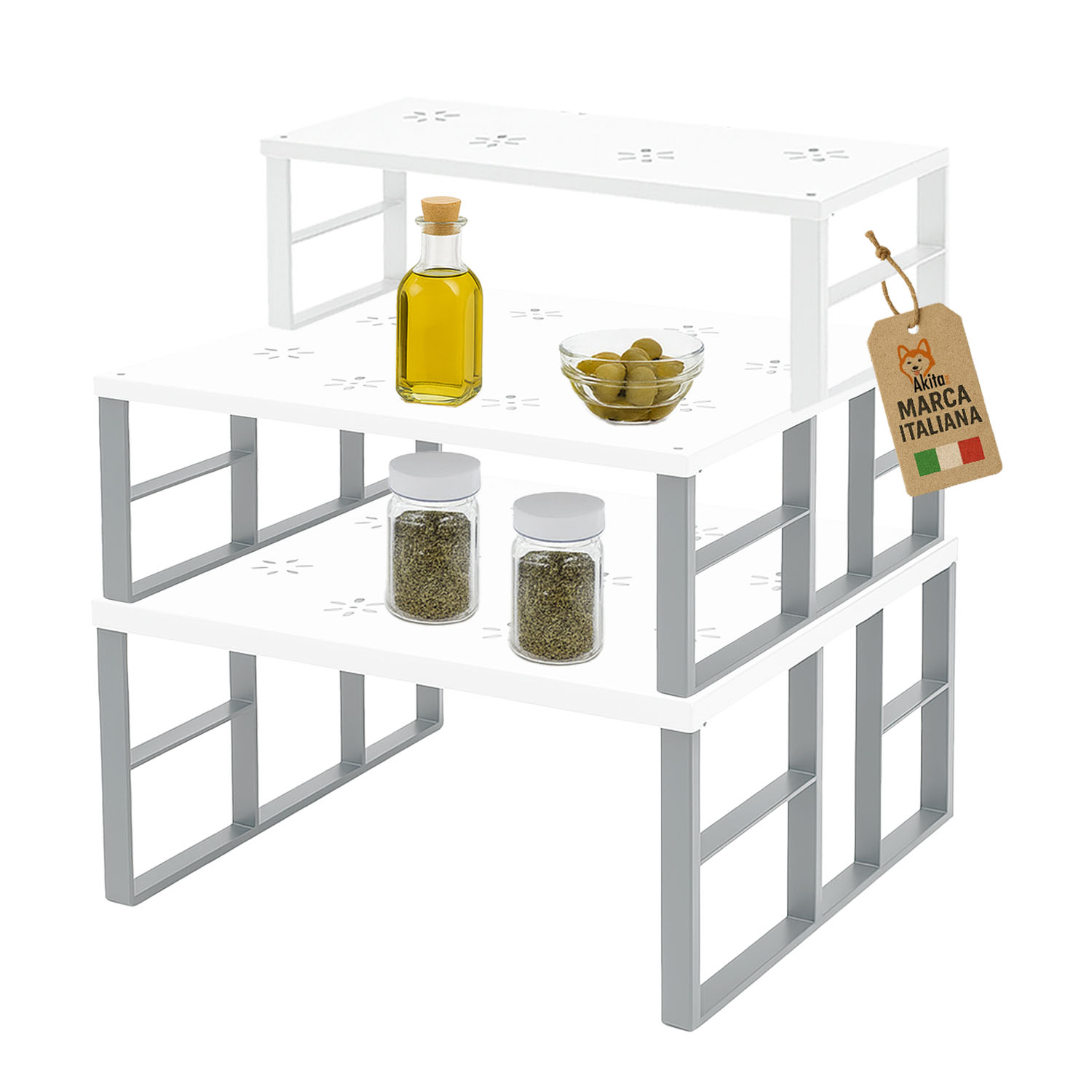Akitaink scaffale portaspezie set 3 pz organizzatori cucina