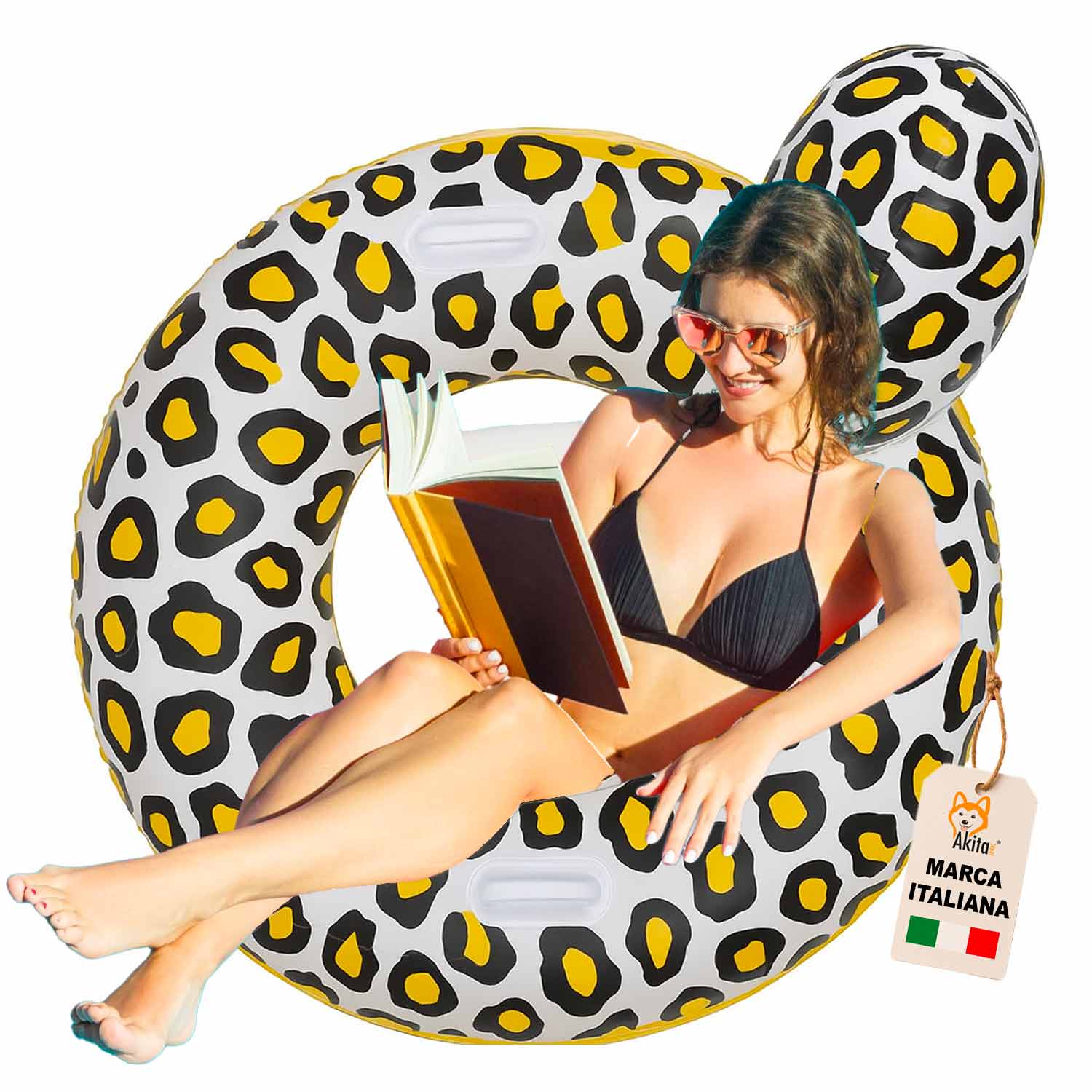 Ciambella salvagente gonfiabile leopard 107 cm con maniglie
