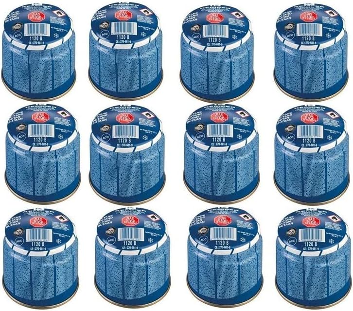 Confezione da 12 cartucce gas 190 g kemper butano perforabile sicurezza stop gas