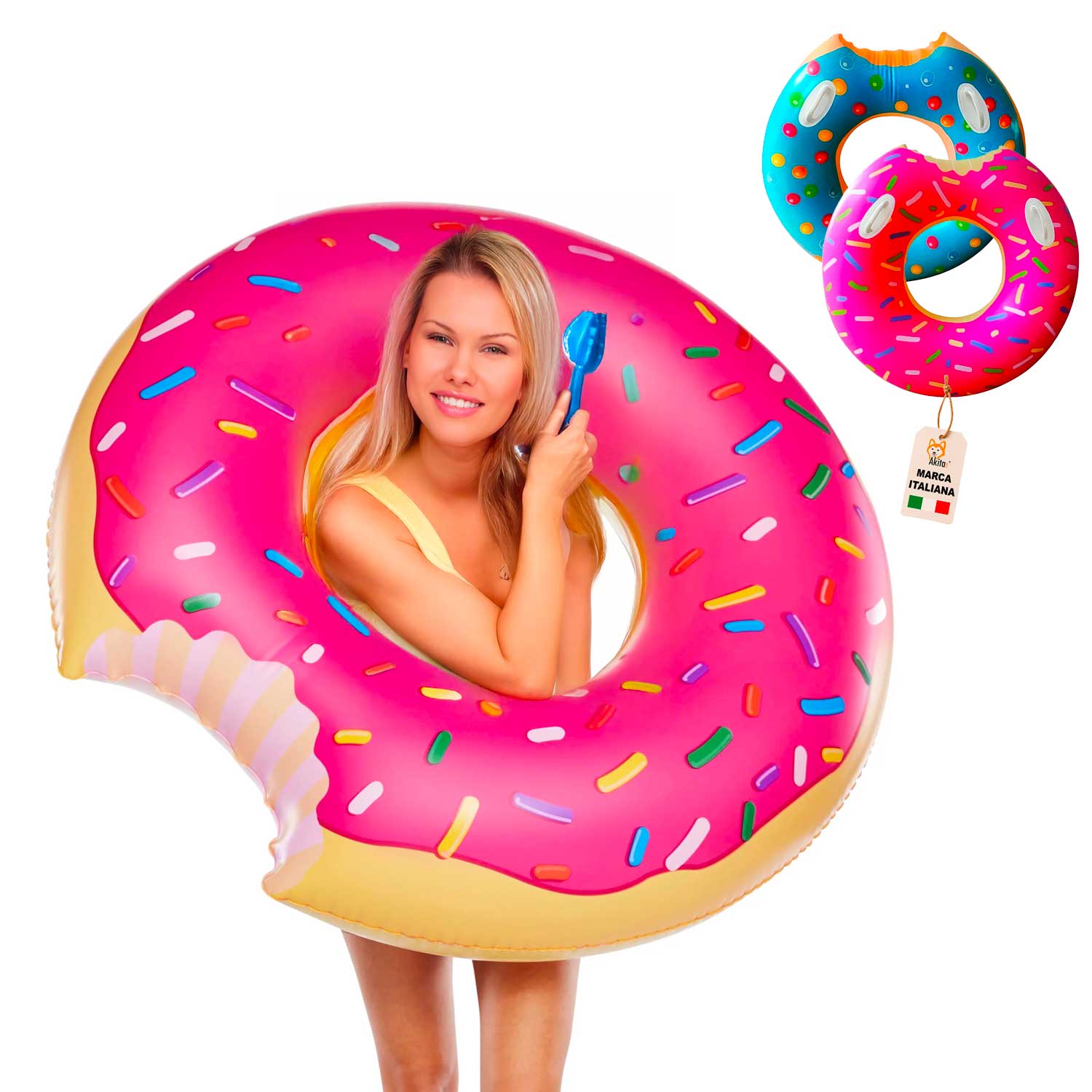 Ciambella salvagente gonfiabile donut 107 cm con maniglie