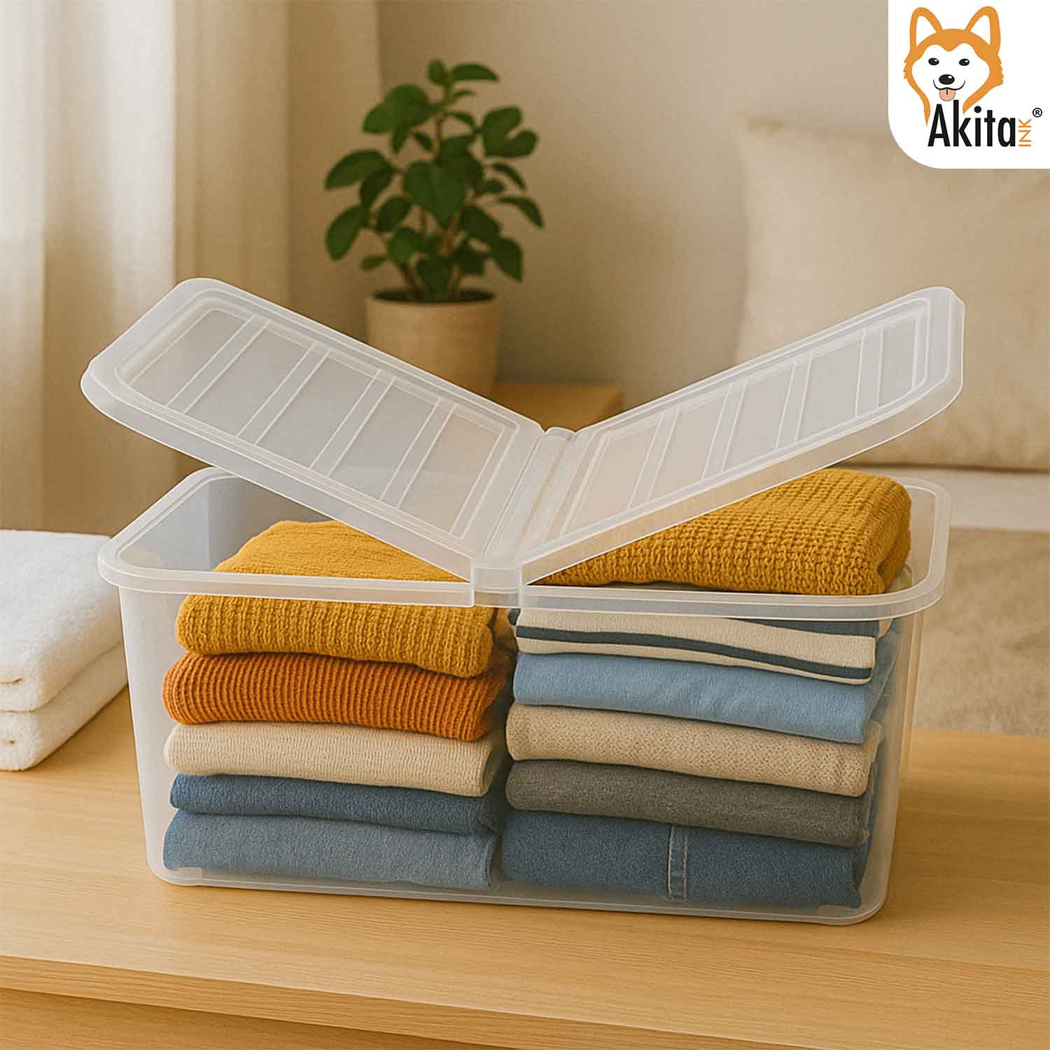 Set 4 Contenitori Plastica 40L con Coperchio doppia apertura foto 6