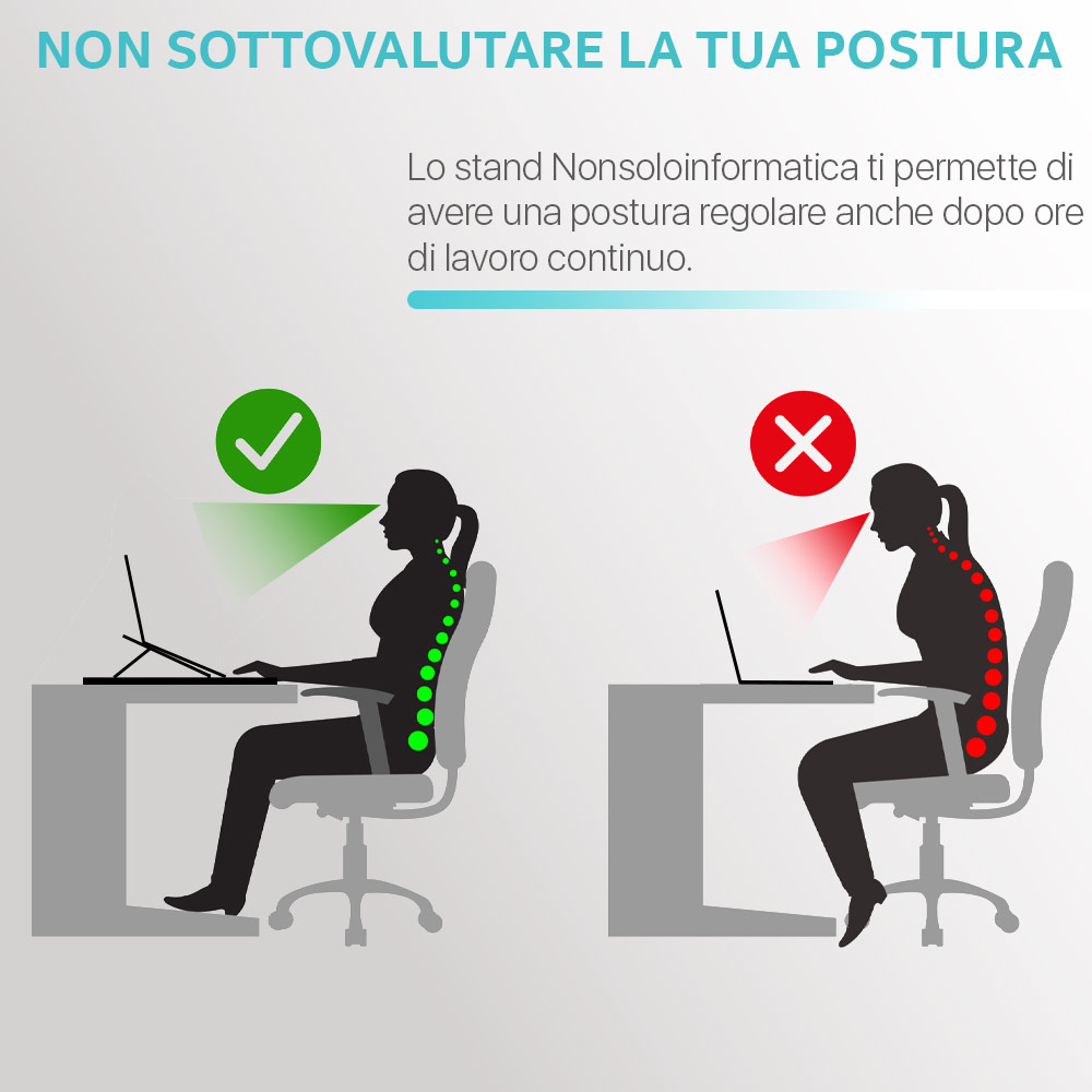 Supporto pc portatile e tablet con 6 livelli regolazione in alluminio foto 3