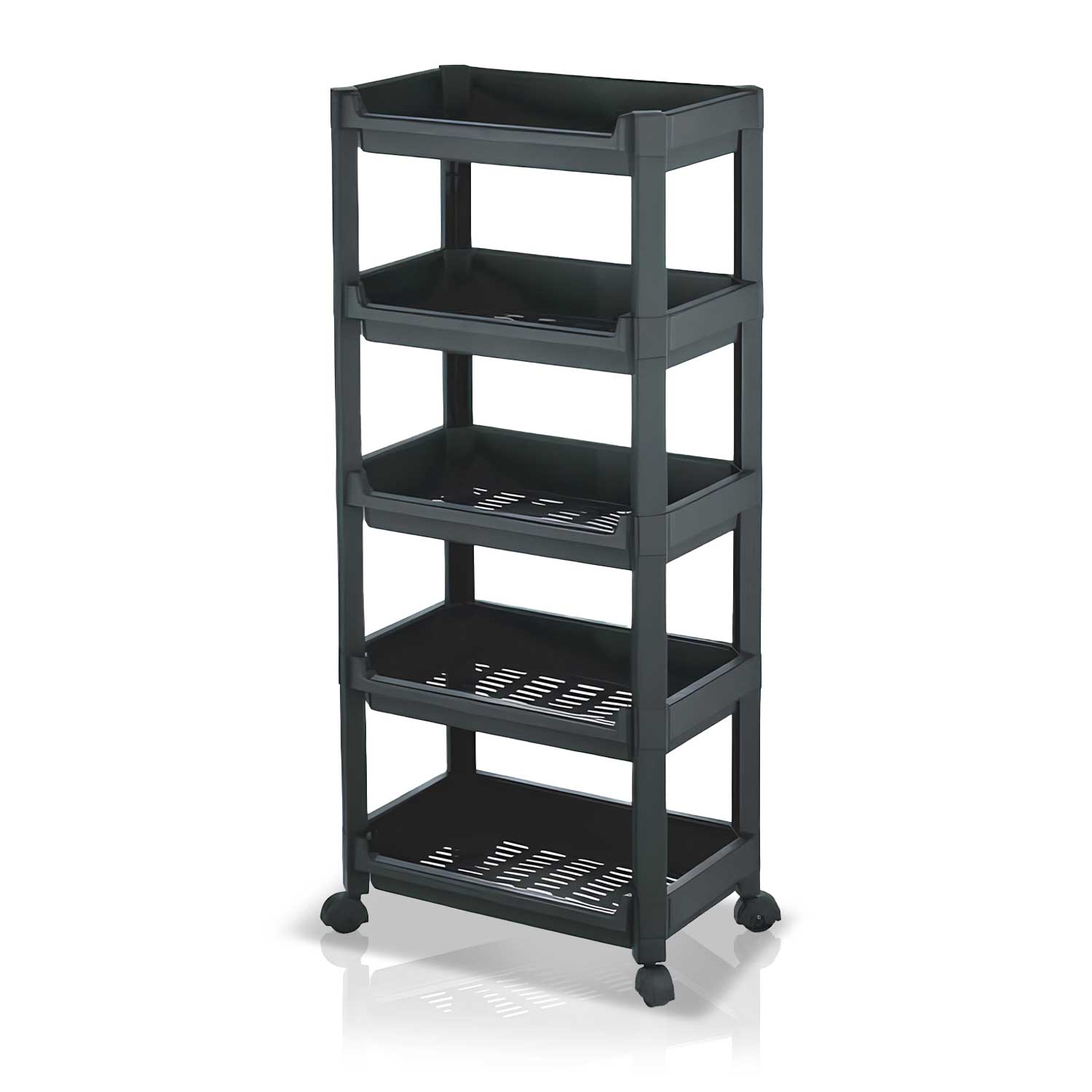 Carrello Salvaspazio Akitaink: per Cucina, Bagno Nero Quadrato 5 Ripiani foto 2