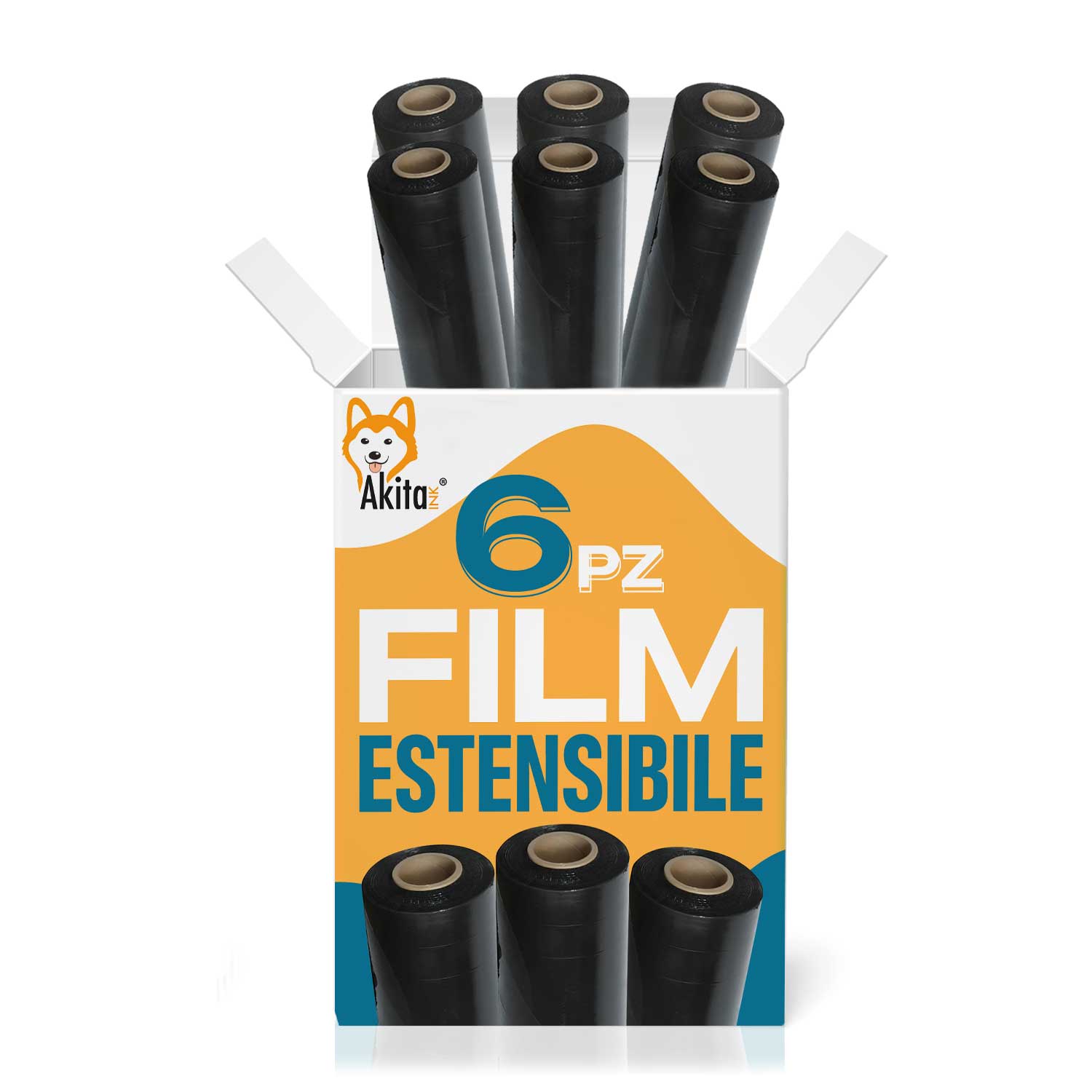 6 pz film estensibile nero multiuso per spedizioni e traslochi 2,7 kg