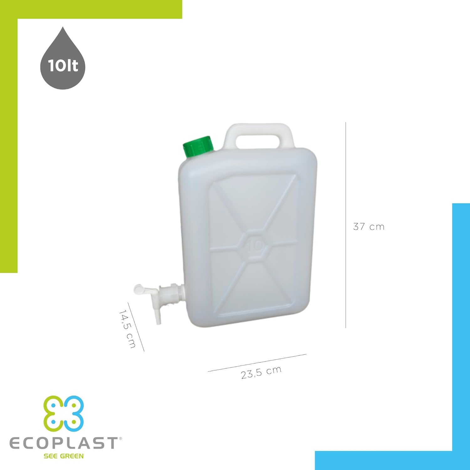 Ecoplast | Tanica 10 Litri, Fusto in Plastica, Colore Neutro, Made in Italy foto 3