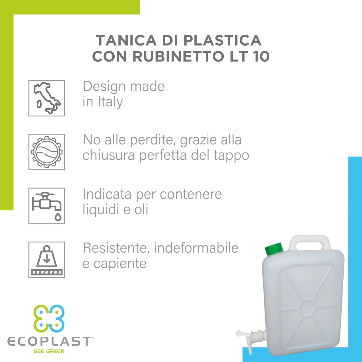Ecoplast Tanica 20L Plastica Neutra Made in Italy foto 4