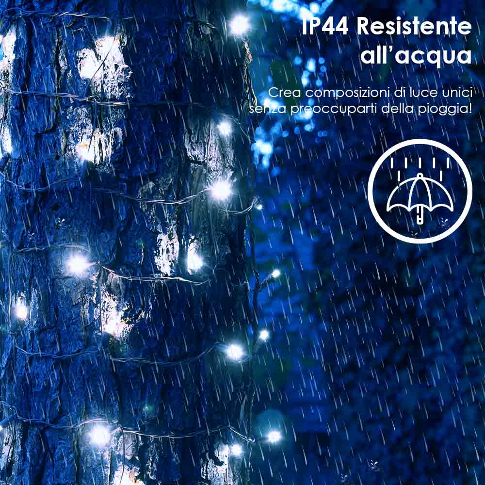 Luci di natale esterno e interno fredde 180 led per albero siepi balconi foto 3