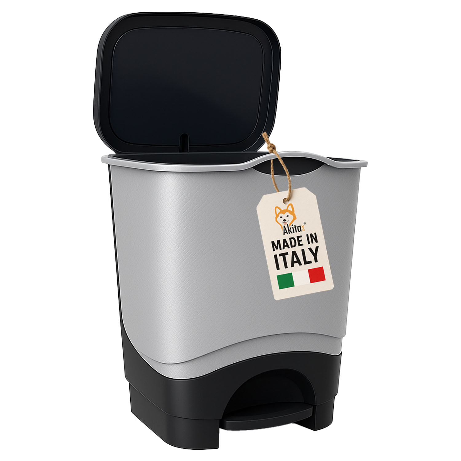 Pattumiera a Pedale 8L Light Grey AkitaInk Design Moderno foto 2