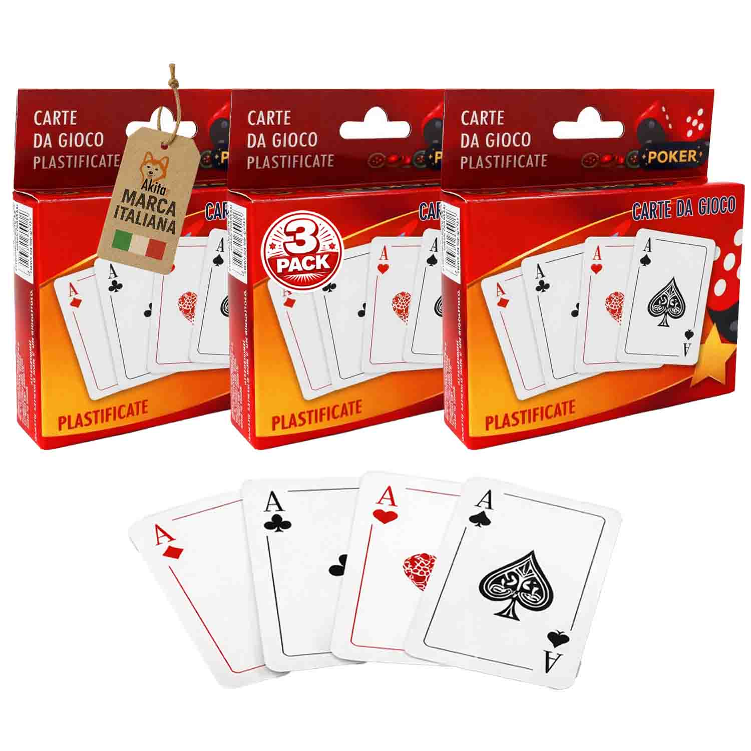 Carte da Gioco Francesi Plastificate 3 Mazzi