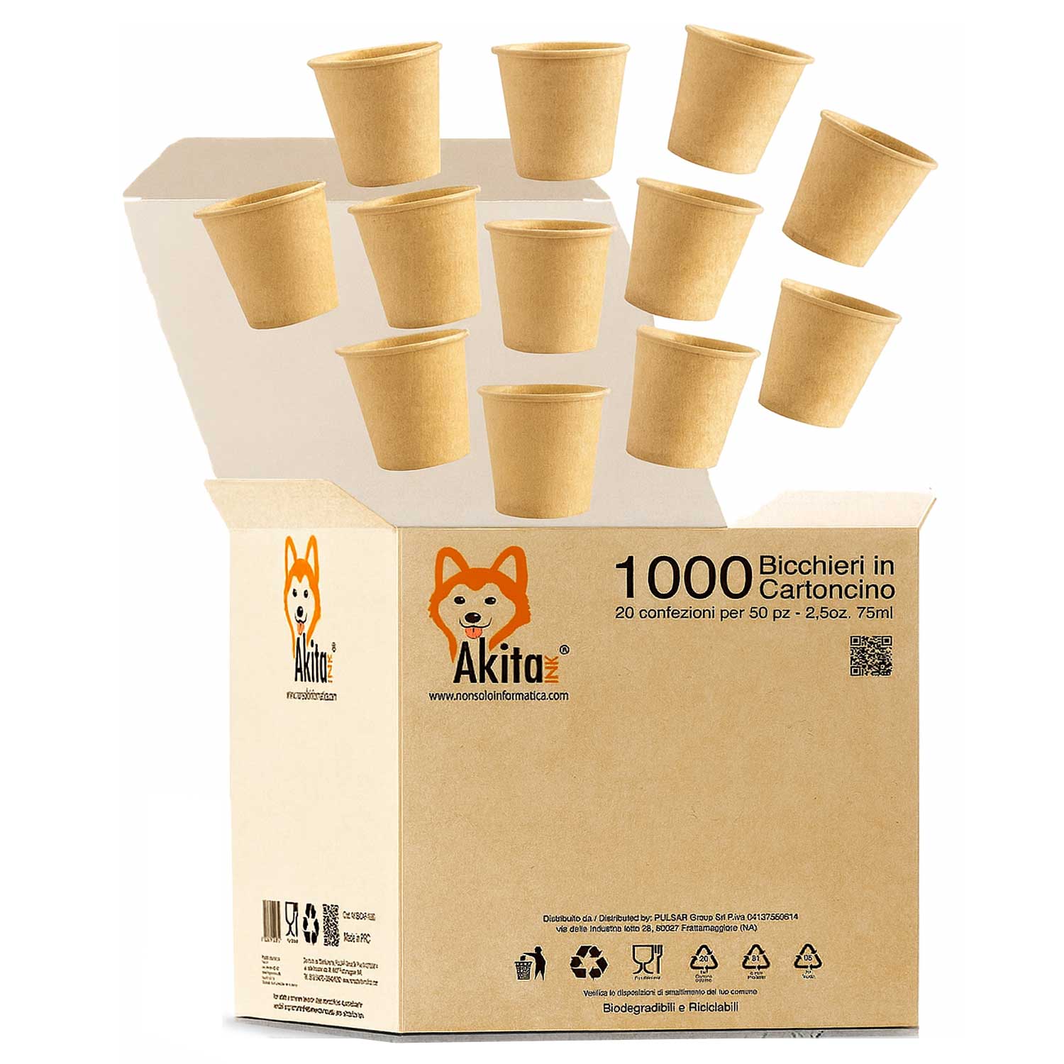 1000 bicchierini caff carta 75ml biodegradabili avana