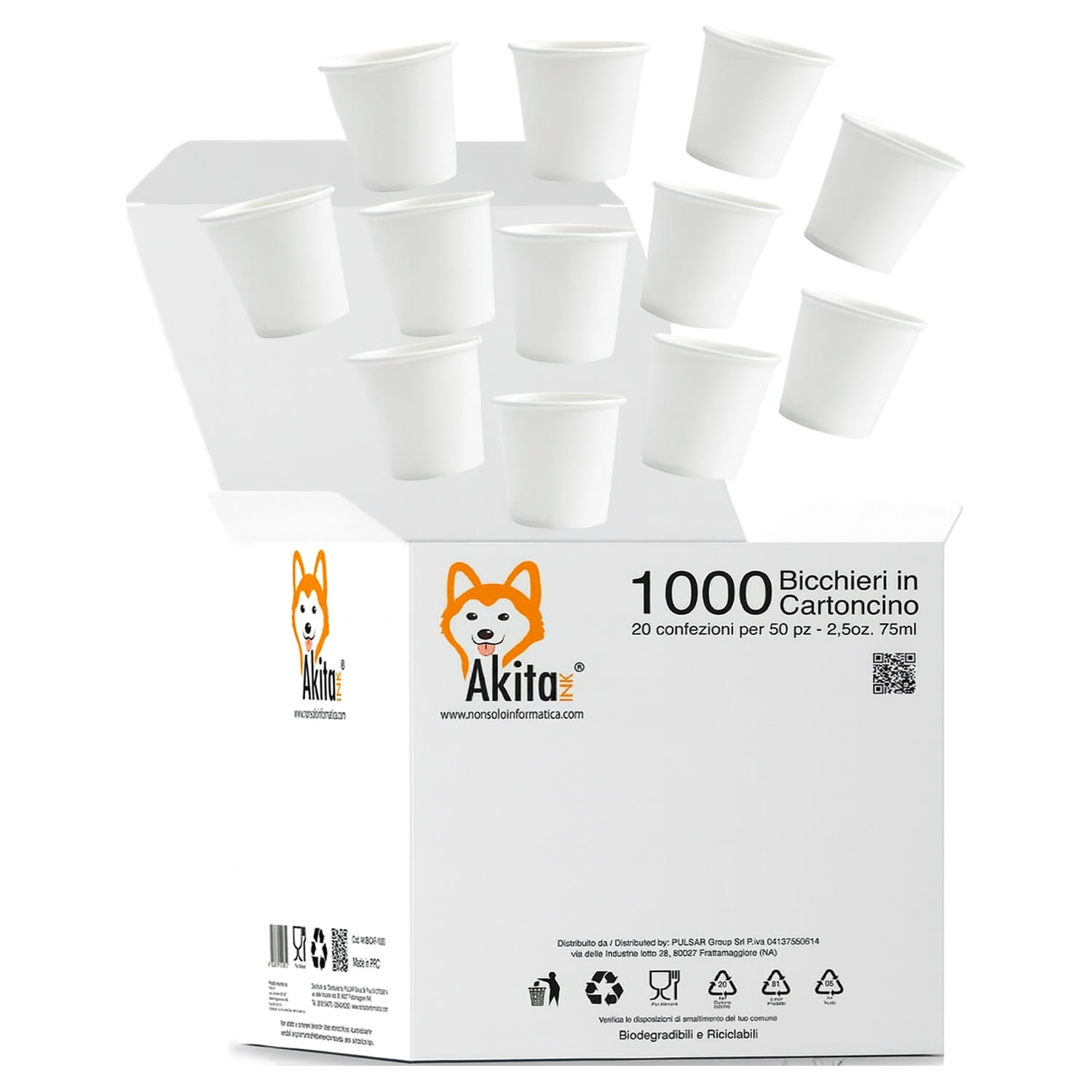 1000 bicchierini caff carta 75ml biodegradabili bianchi