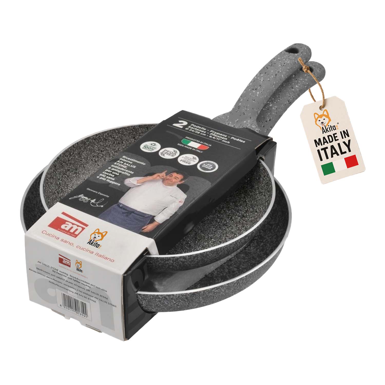 Futura bis padelle antiaderenti effetto pietra 24-28 cm