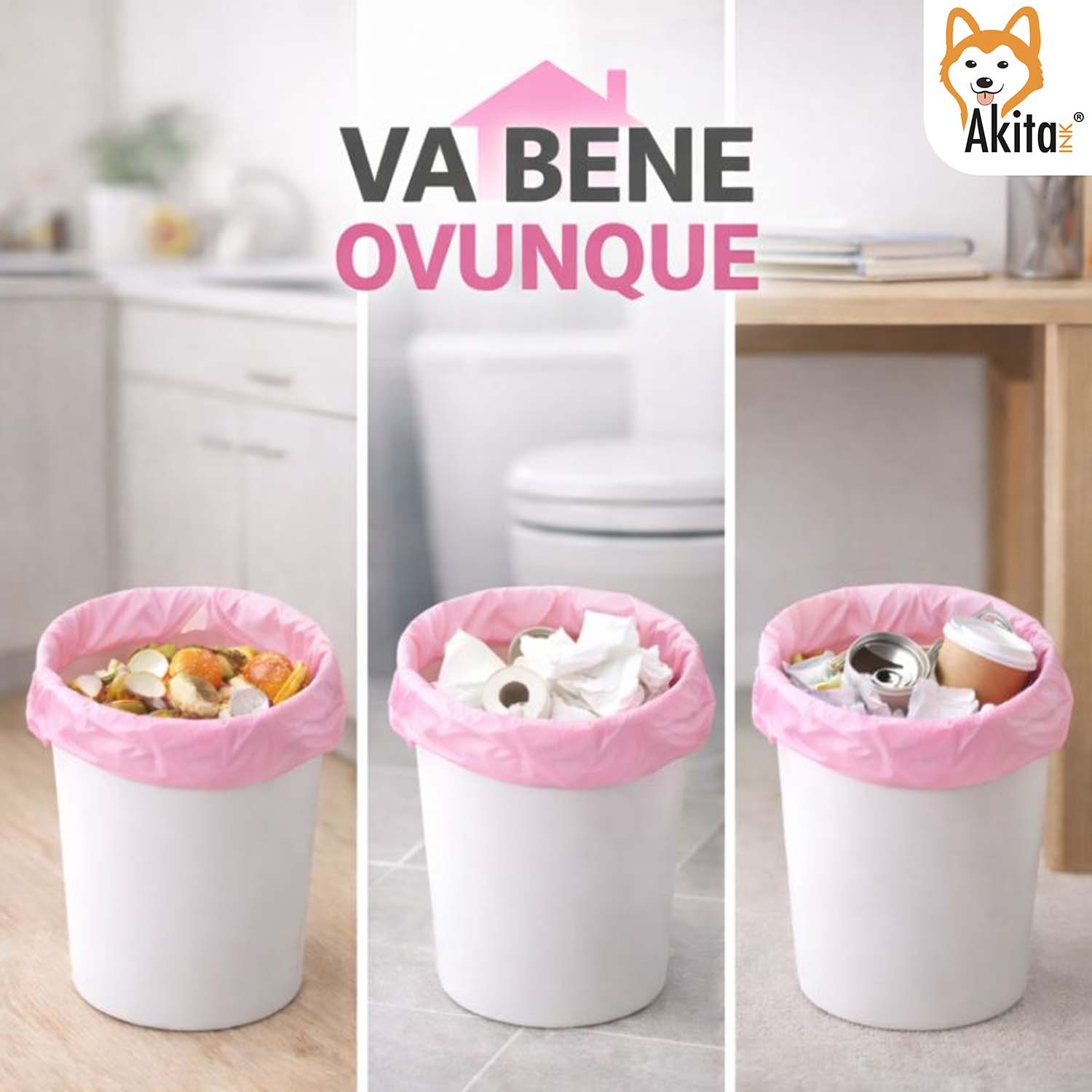 120 Sacchi Nettezza Antiforo Con Manici 50x60 cm Rosa foto 3