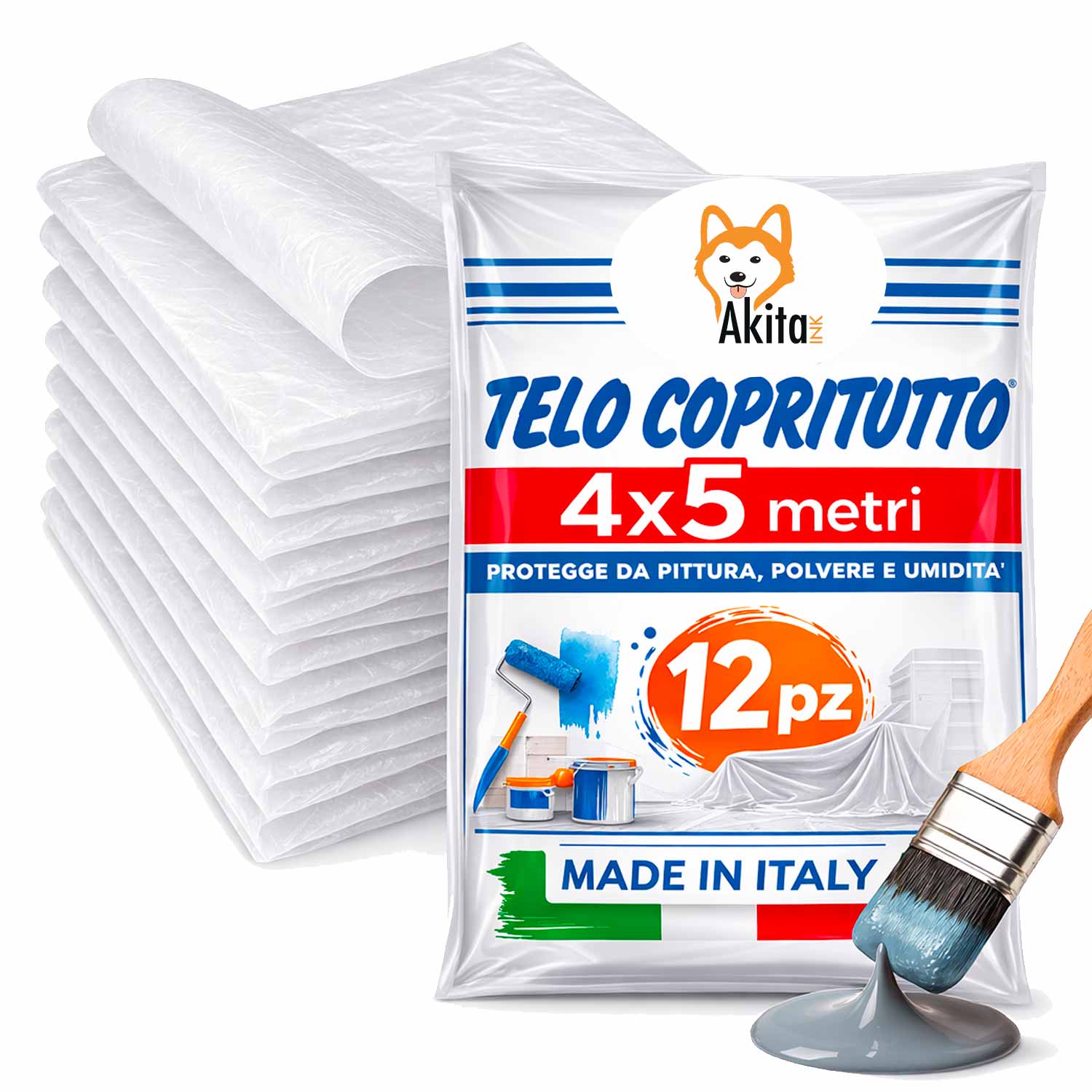 Telo copritutto 12 pz 4x5m akitaink protettivo multiuso
