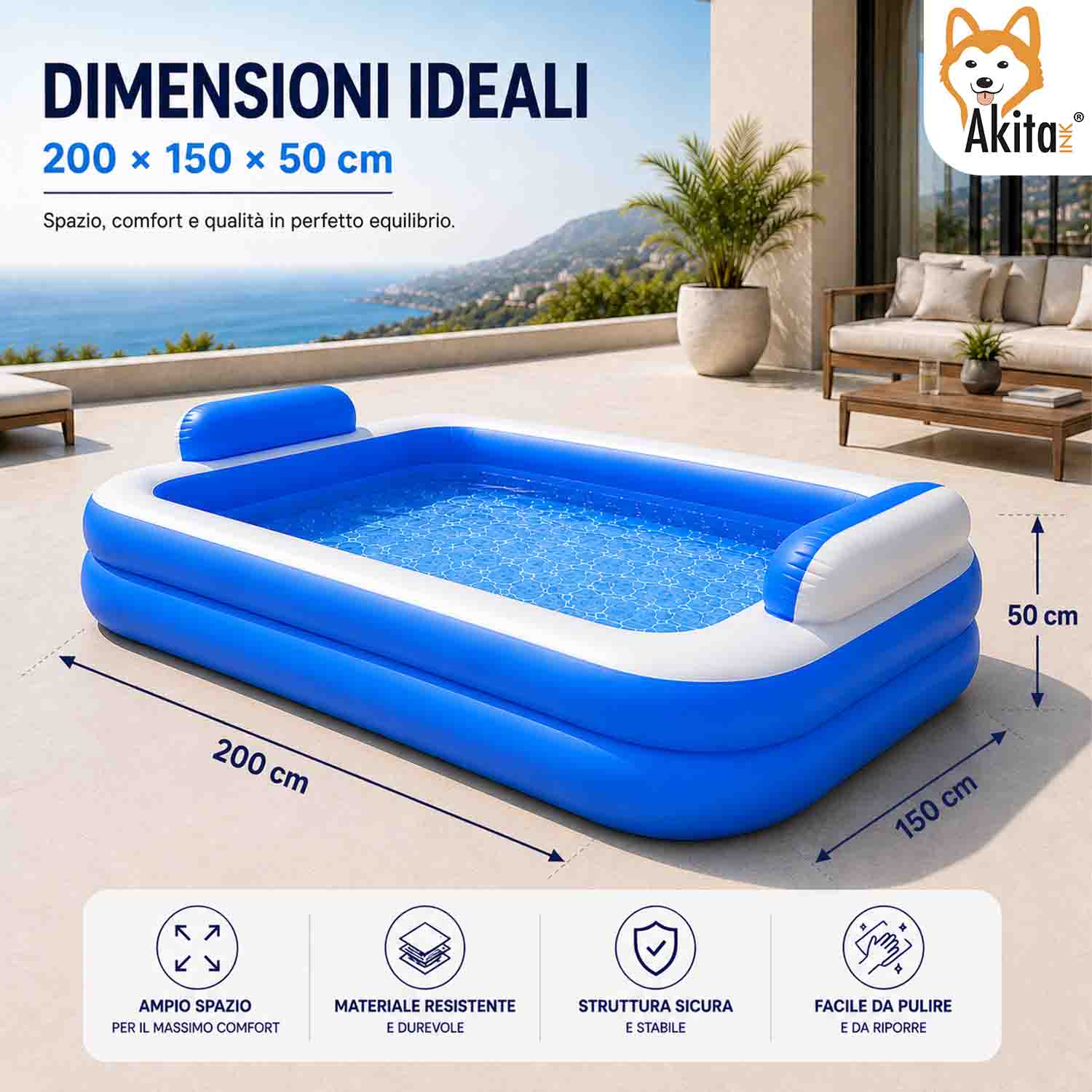 Piscina Gonfiabile Grande 200x150 con Cuscini Soft foto 4