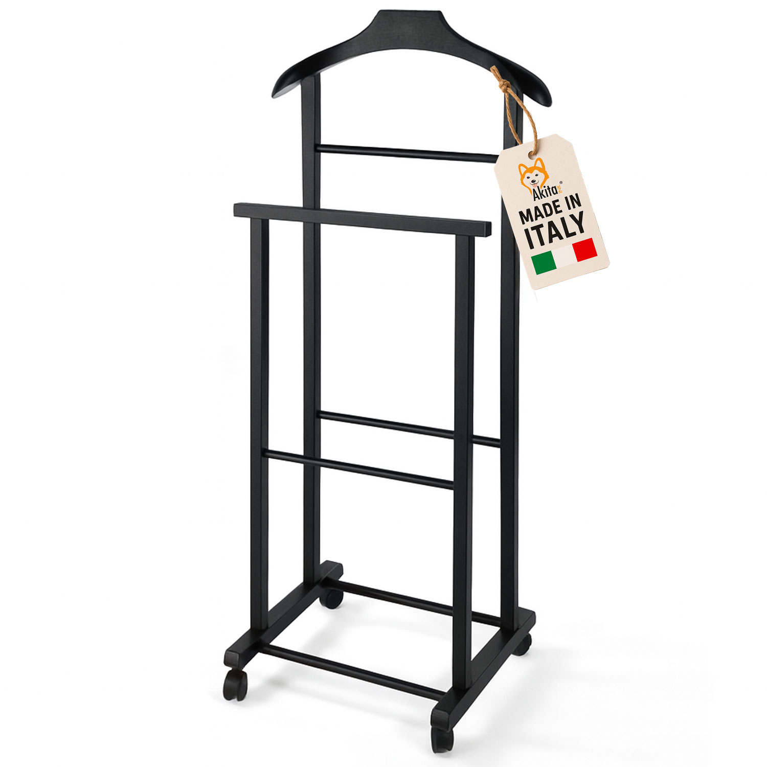 Indossatore appendiabiti da camera, servo muto in legno nero