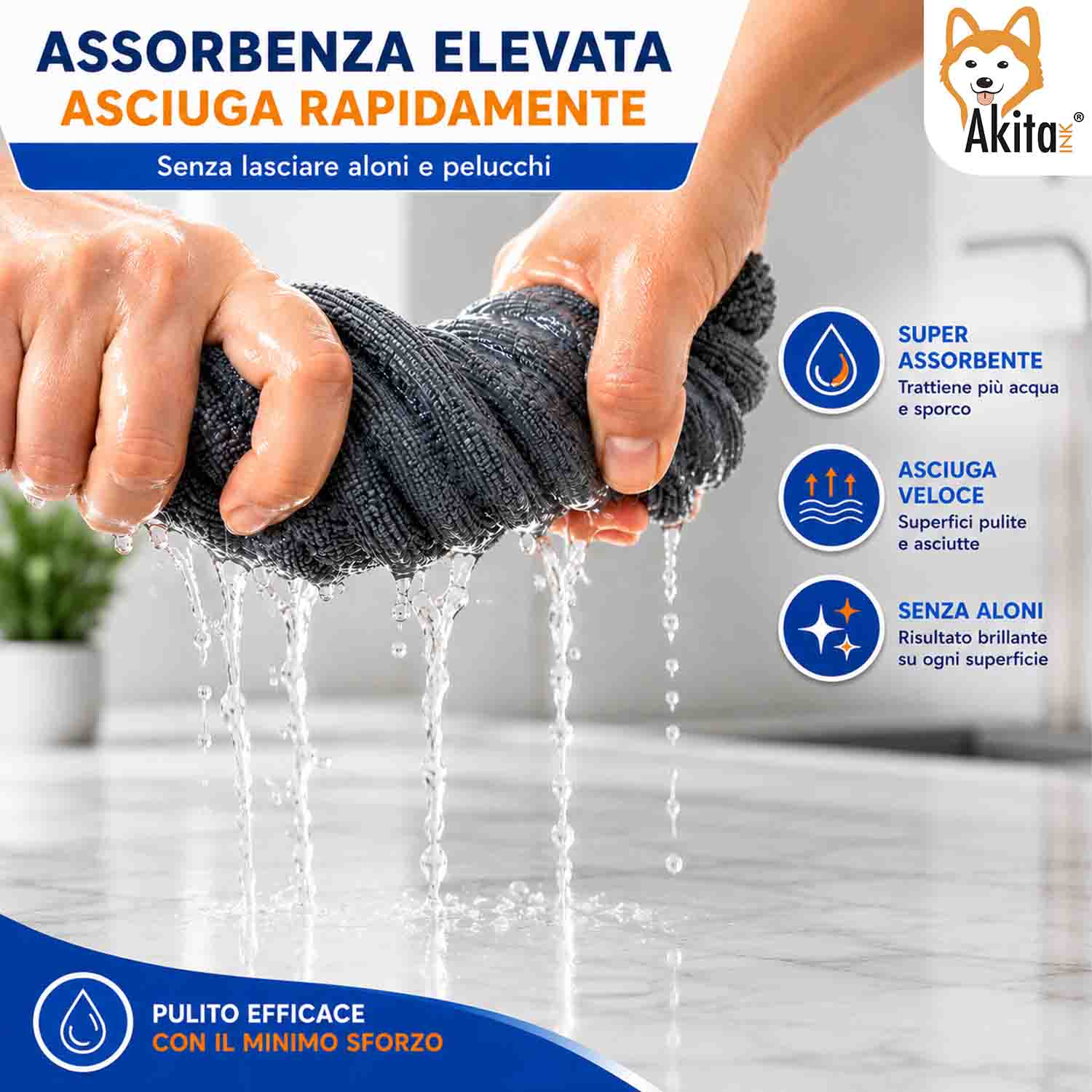Akitaink Set 50 Panni in Microfibra Multiuso 30x30 cm foto 5