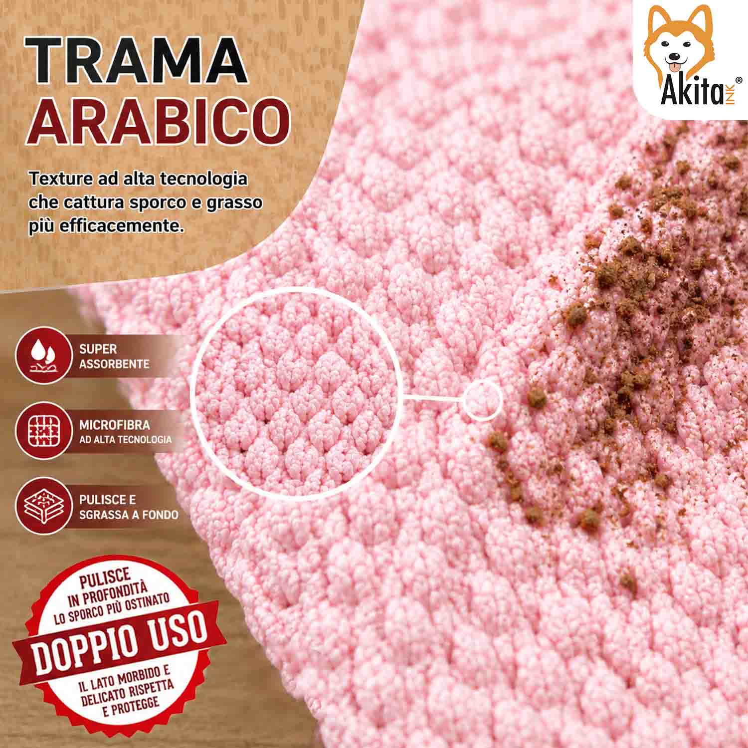 Akitaink 3 Panni Pavimenti Microfibra Arabico 50x70 cm foto 3
