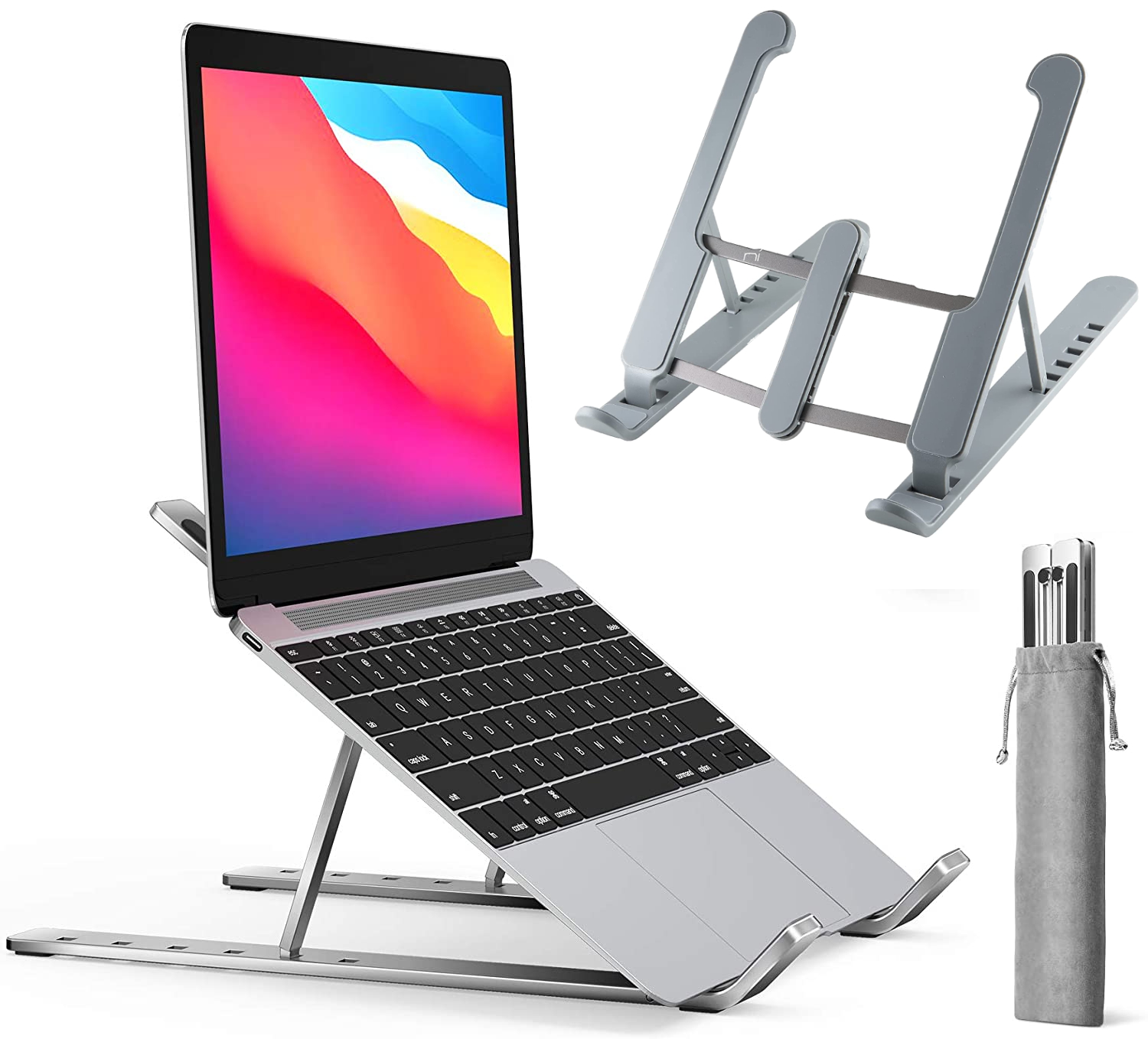 Supporto pc portatile e tablet con 6 livelli regolazione in alluminio foto 2