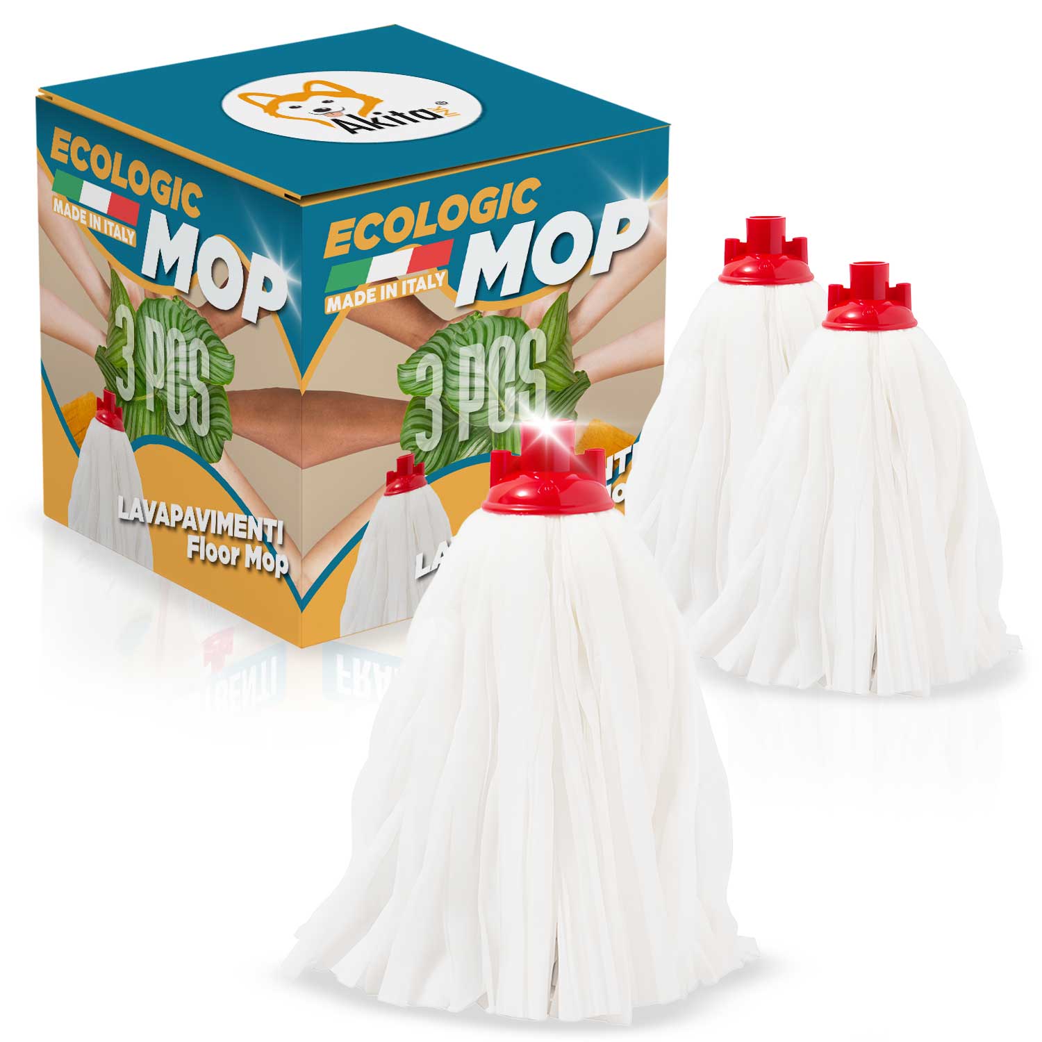 Set 3 Pezzi Lavapavimenti in Microfibra Pulizia Profonda Assorbenza MOP ECOLOGIC foto 2