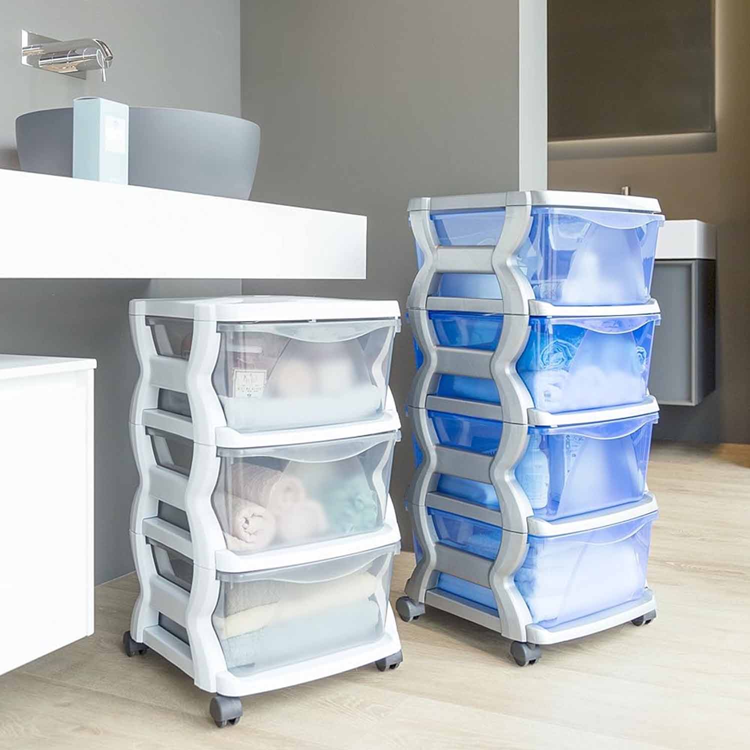 Bama Insieme Cassetti con Ruote Argento 36x40x62 cm foto 5