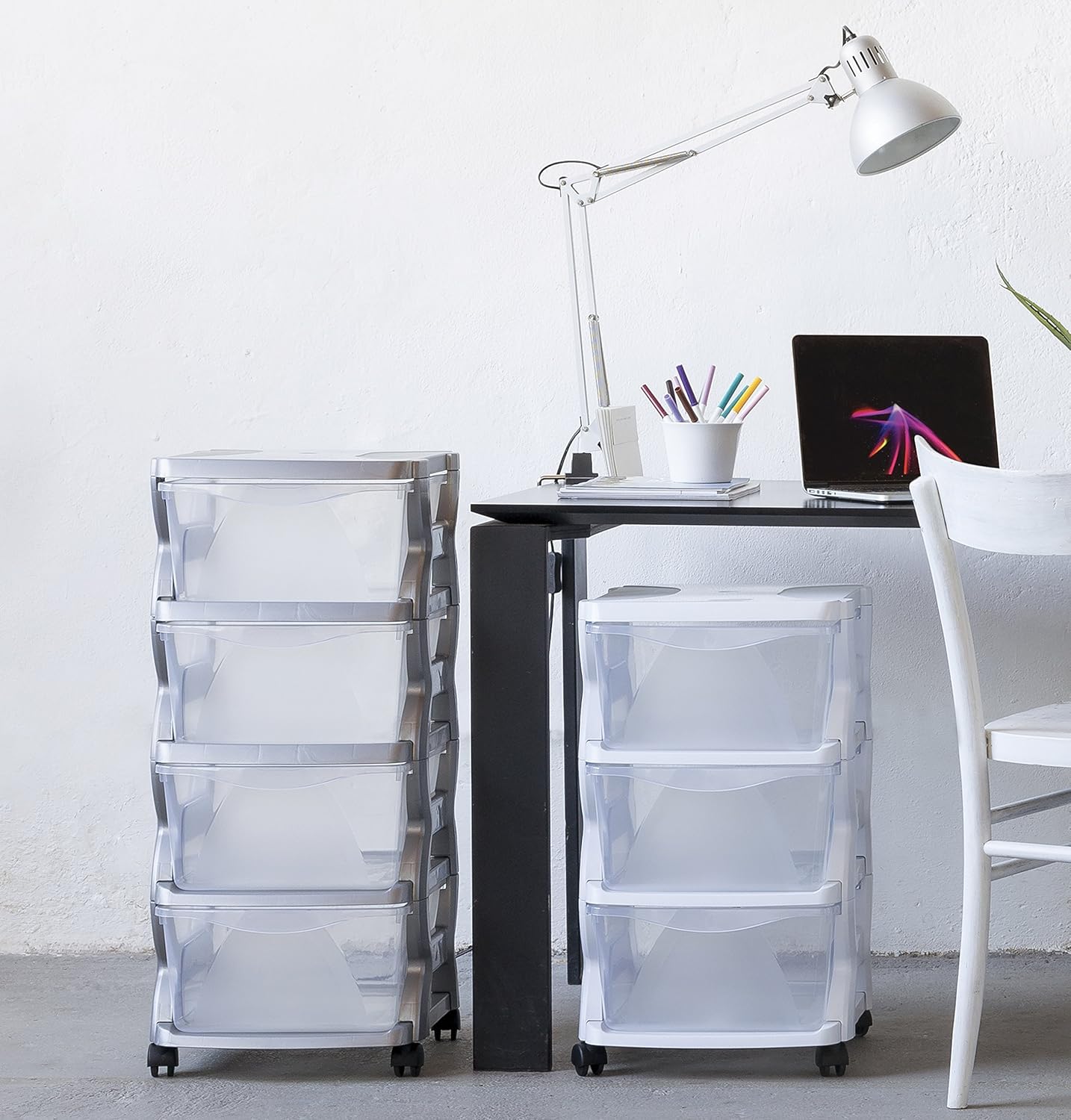 Bama Insieme Cassetti con Ruote Argento 36x40x62 cm foto 3