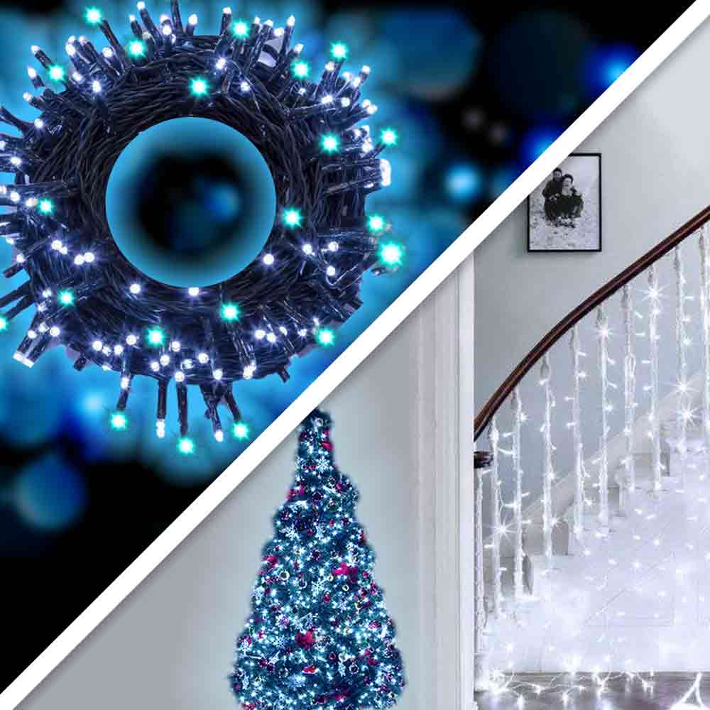 Luci di natale esterno e interno fredde 180 led per albero siepi balconi foto 2