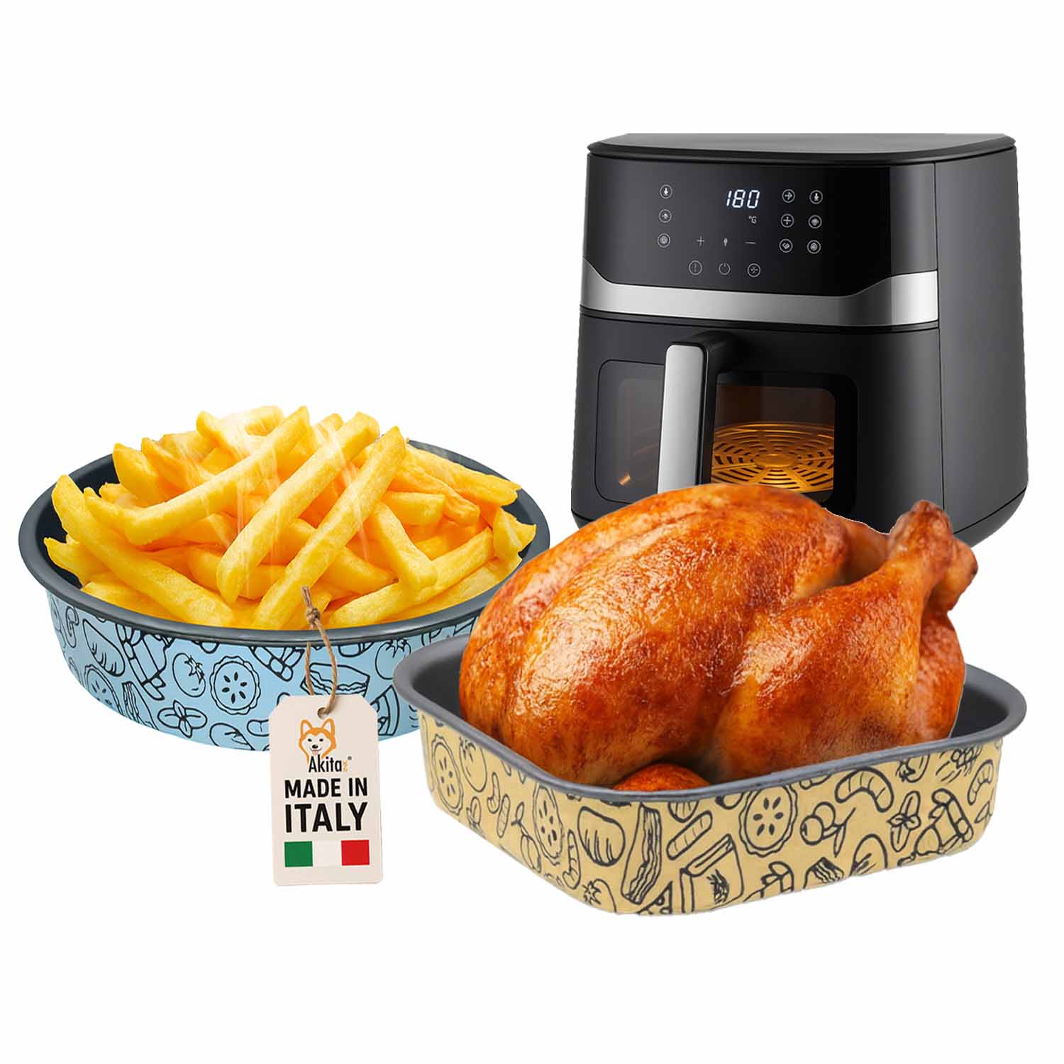 Set teglie airfryer antiaderenti quadrata 20,7 cm e conica 22 cm