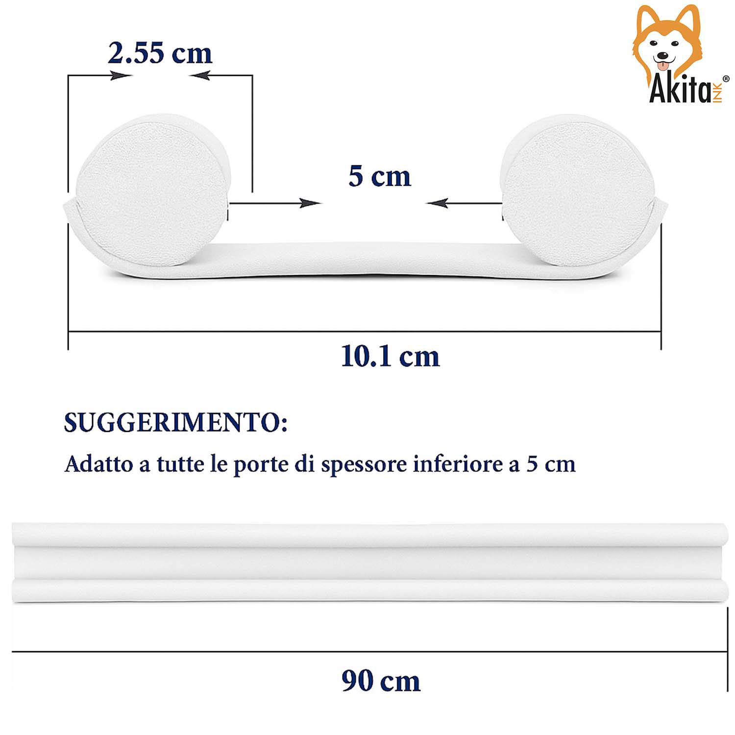2 pz Paraspifferi Porta Doppia Guarnizione 90 cm Bianco foto 5